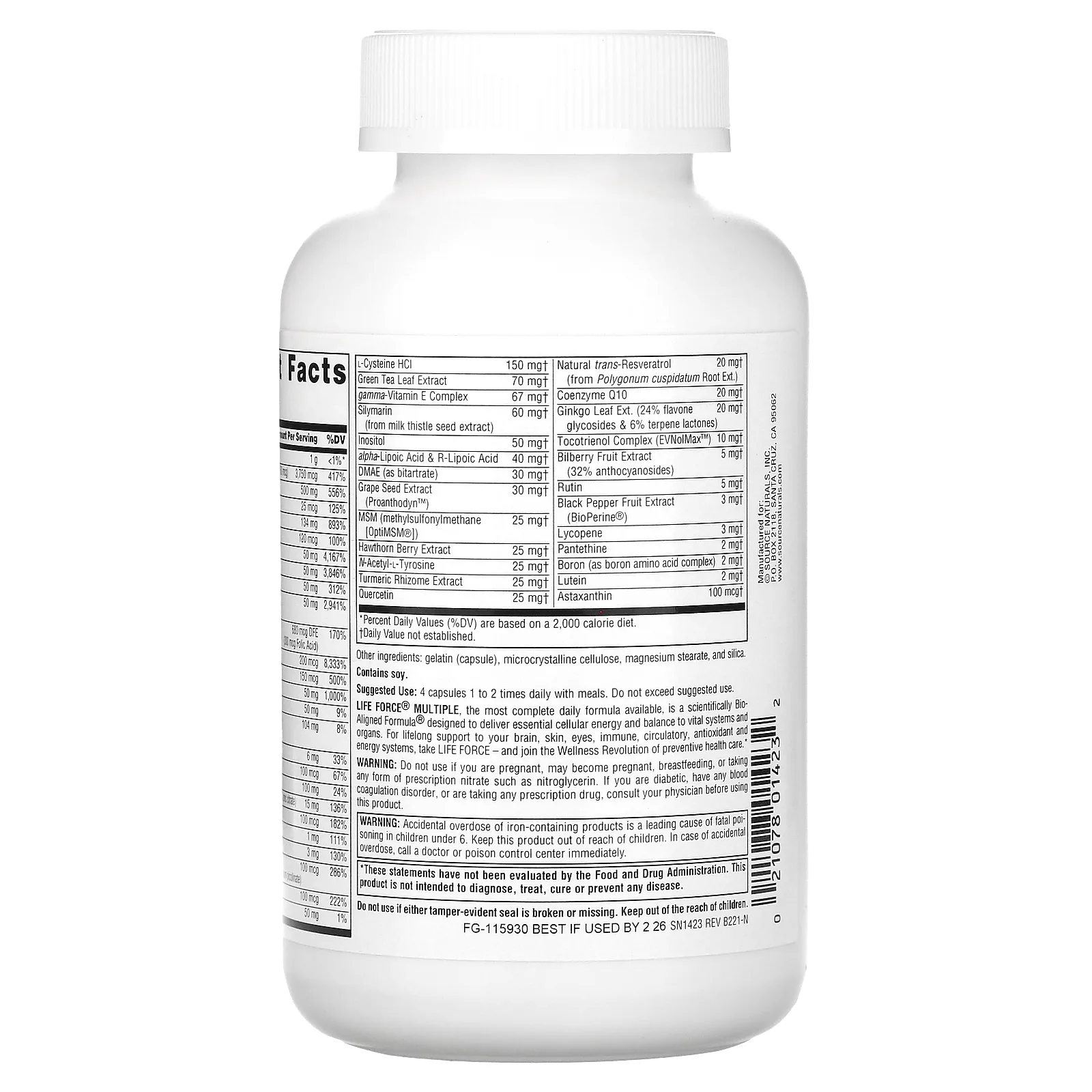 Source Naturals, Life Force Multiple, 180 капсул