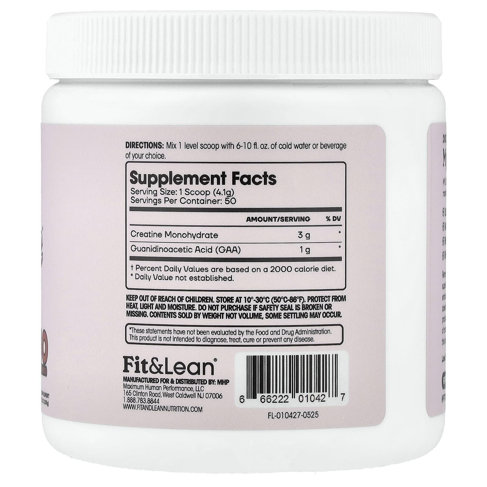 Fit & Lean, My Lean Creatine™, без добавок, 205 г (7,2 унции)