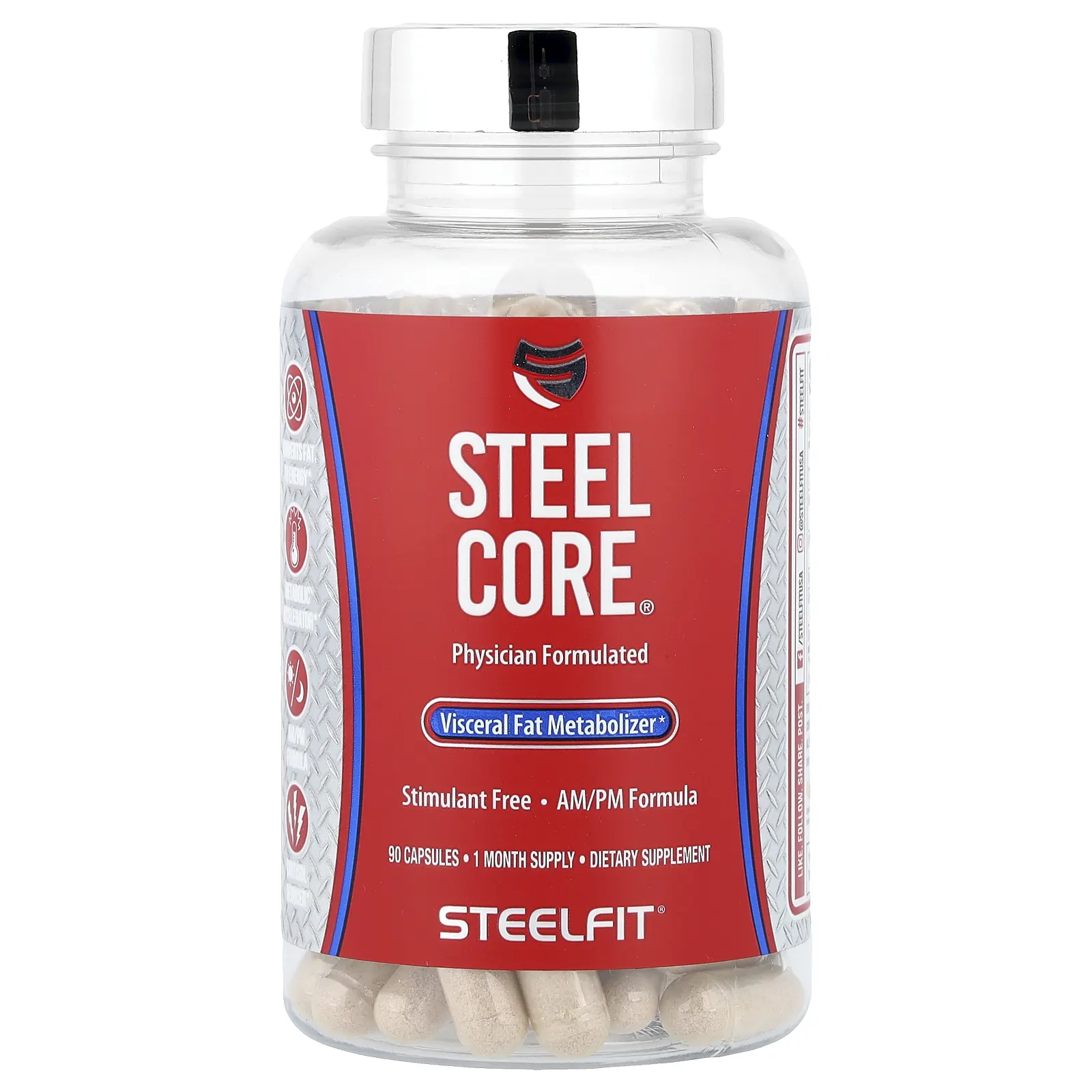 SteelFit, Steel Core®, метаболизатор висцерального жира, 90 капсул