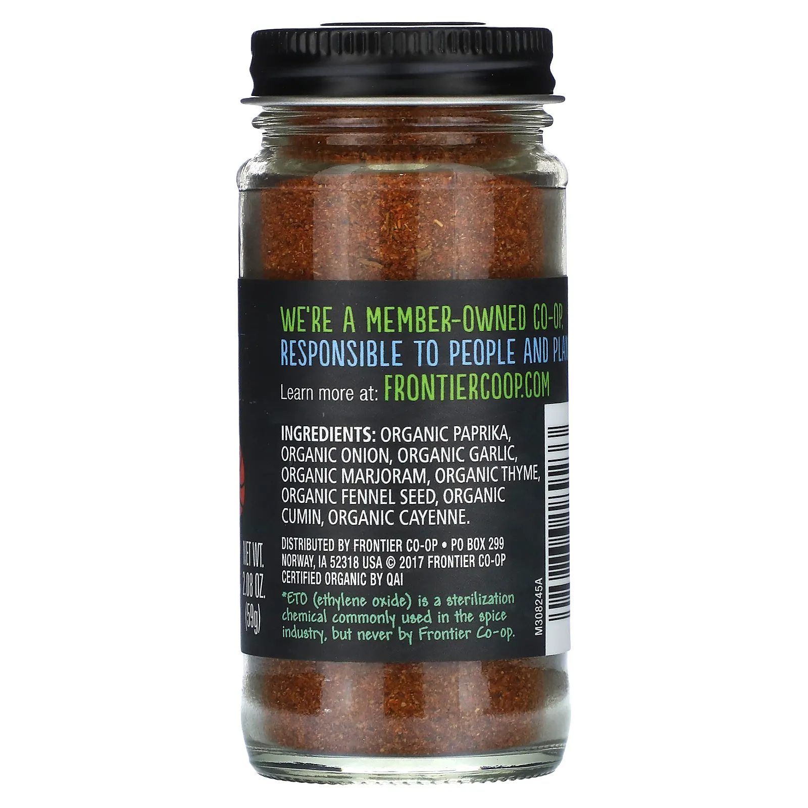 Frontier Co-op, Органическая каджунская приправа, луизианский вкус, 59 г (2,08 унции)