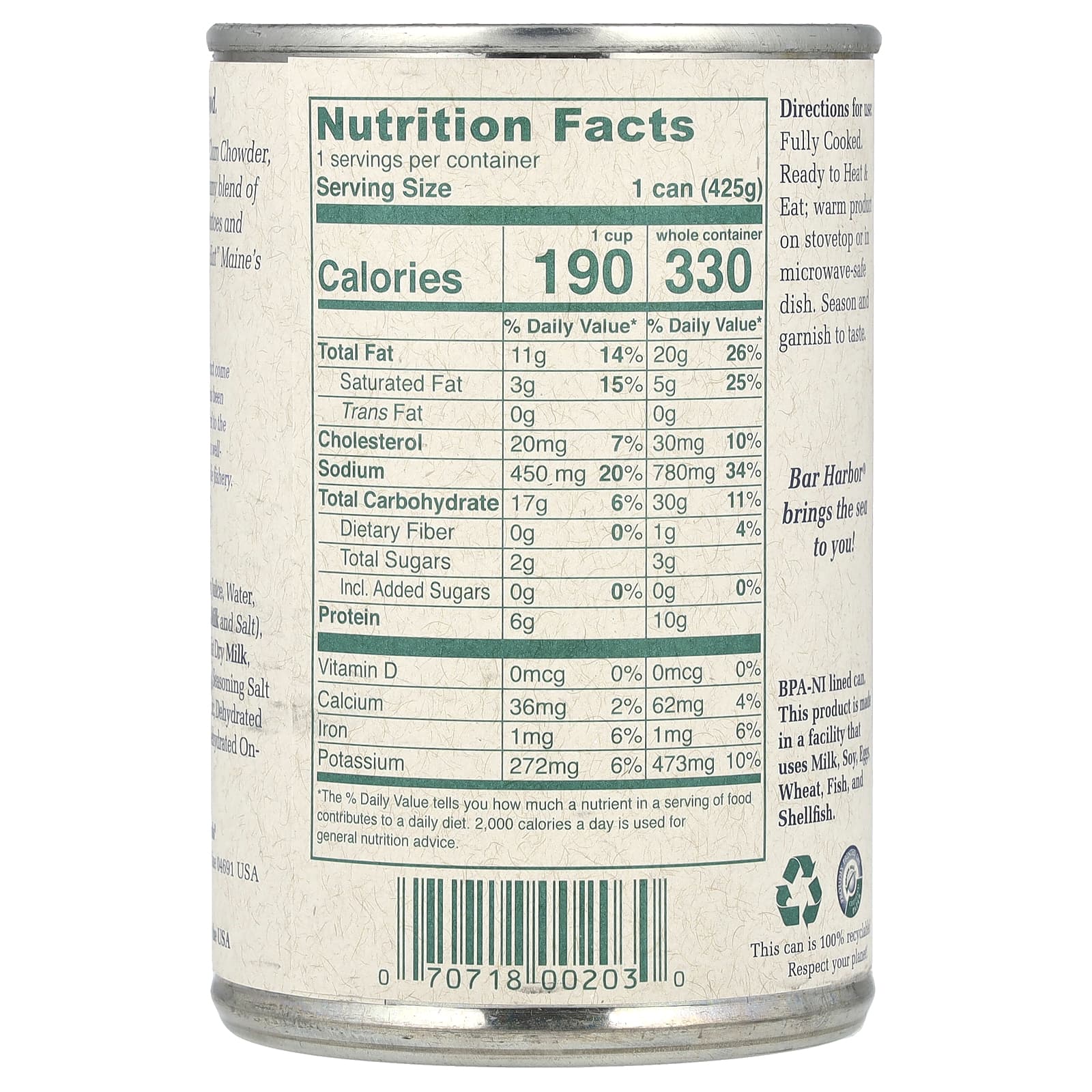 Bar Harbor, Похлебка из моллюсков в стиле Новой Англии, 425 г (15 унций)