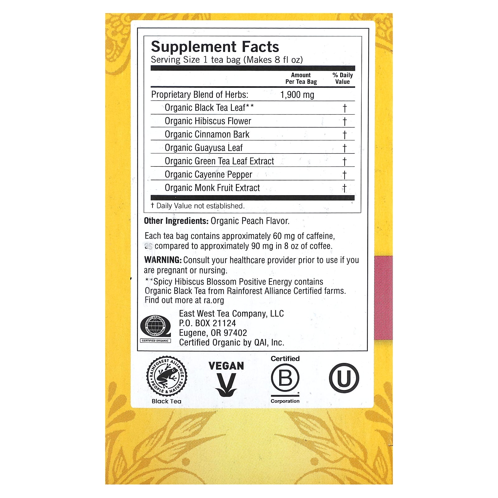 Yogi Tea, Spicy Hibiscus Positive Energy, 16 чайных пакетиков, 32 г (1,12 унции)