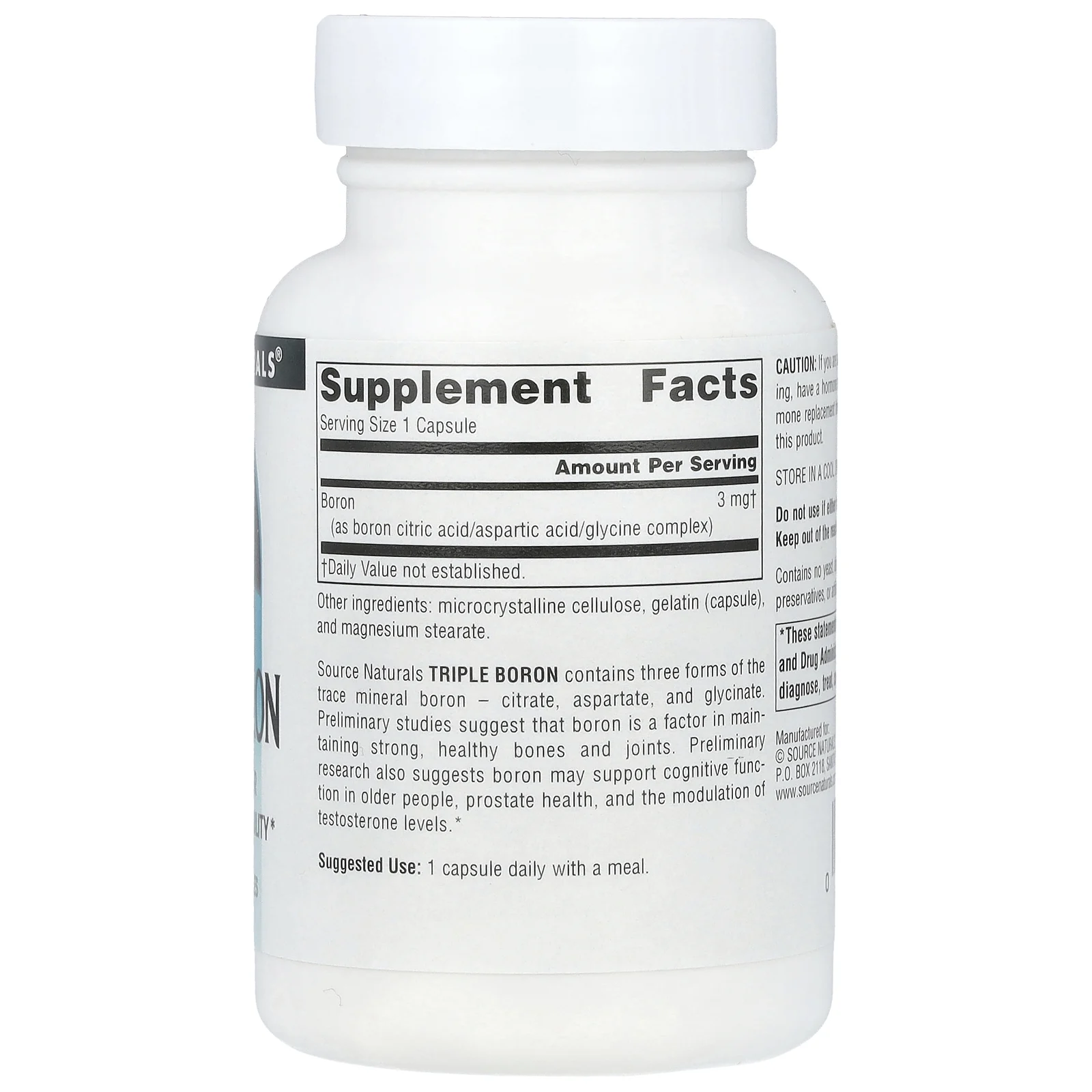 Source Naturals, Тройной бор, 3 мг, 100 капсул