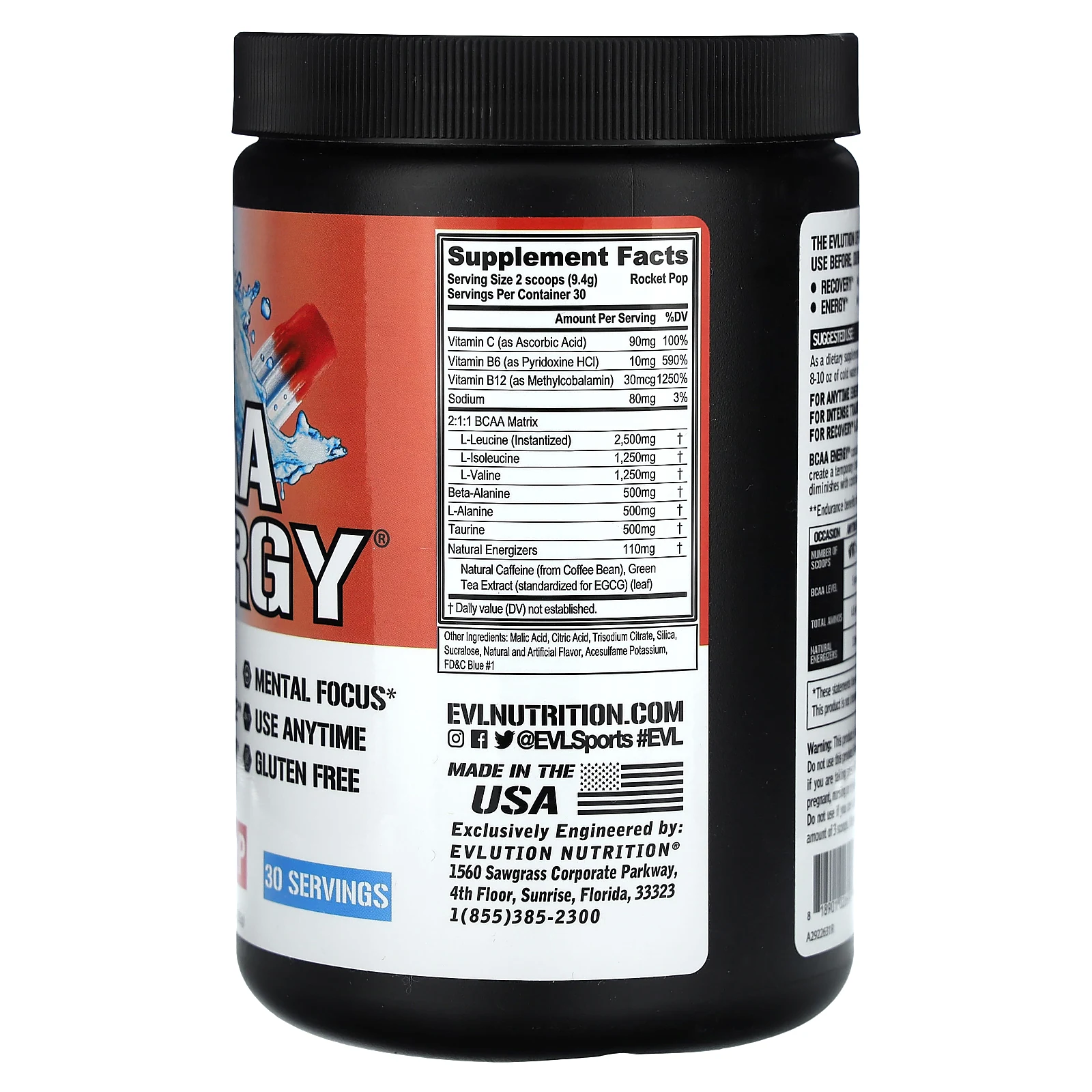 EVLution Nutrition, BCAA Energy, со вкусом BCAA, 282 г (9,9 унции)