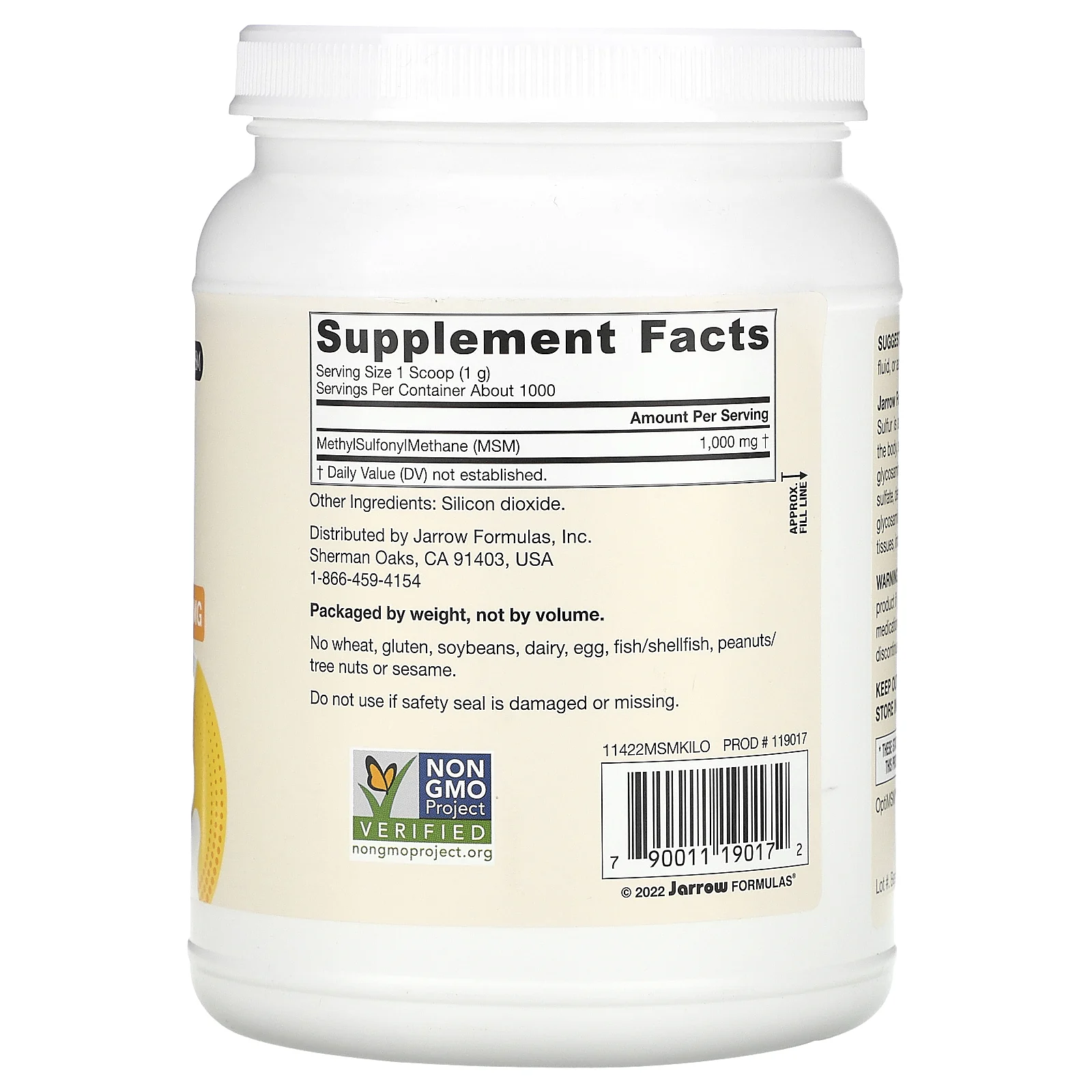 Jarrow Formulas, МСМ в виде порошка, 1000 г (35,5 унции)