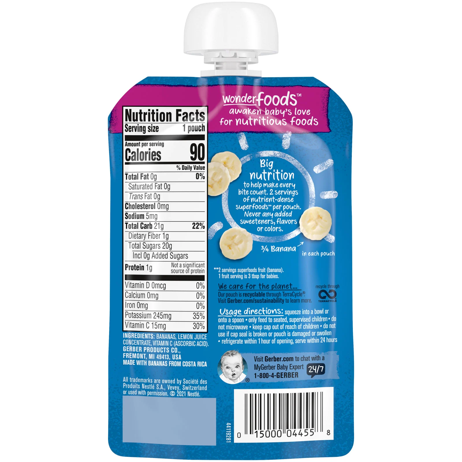 Gerber, Natural for Baby, Wonder Foods, 2nd Foods, банан, 99 г (3,5 унции)