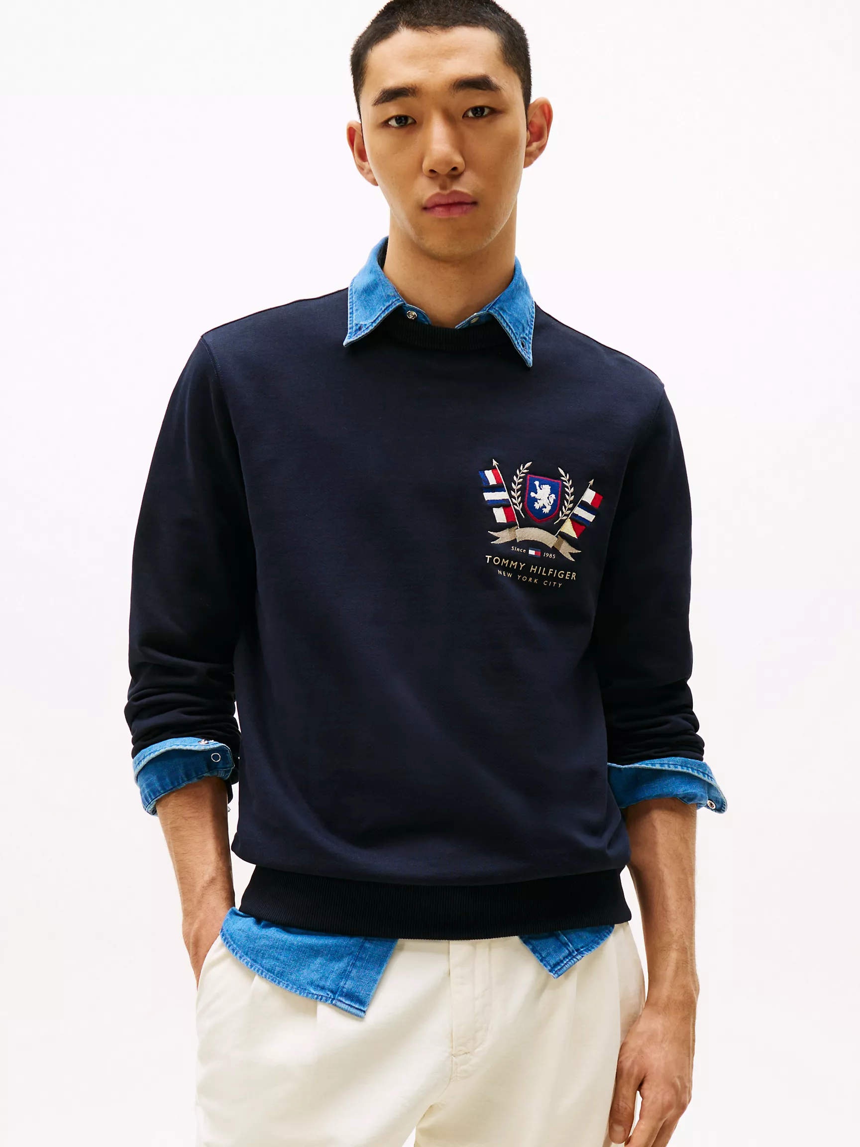 Мужская толстовка Tommy Hilfiger, Свитшот с вышитым гербом Hilfiger