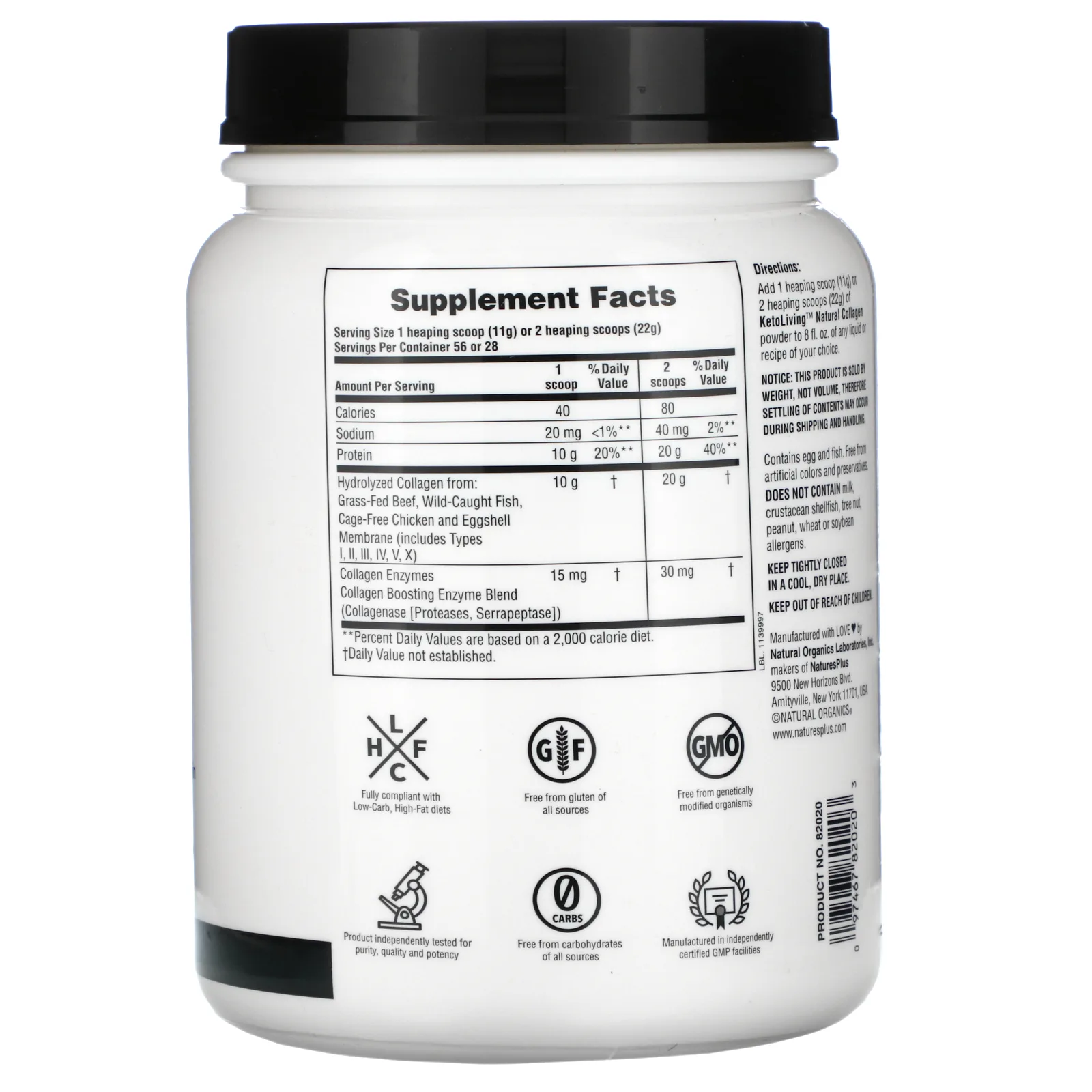 NaturesPlus, Keto Living, натуральный коллаген, 1,36 фунта (616 г)