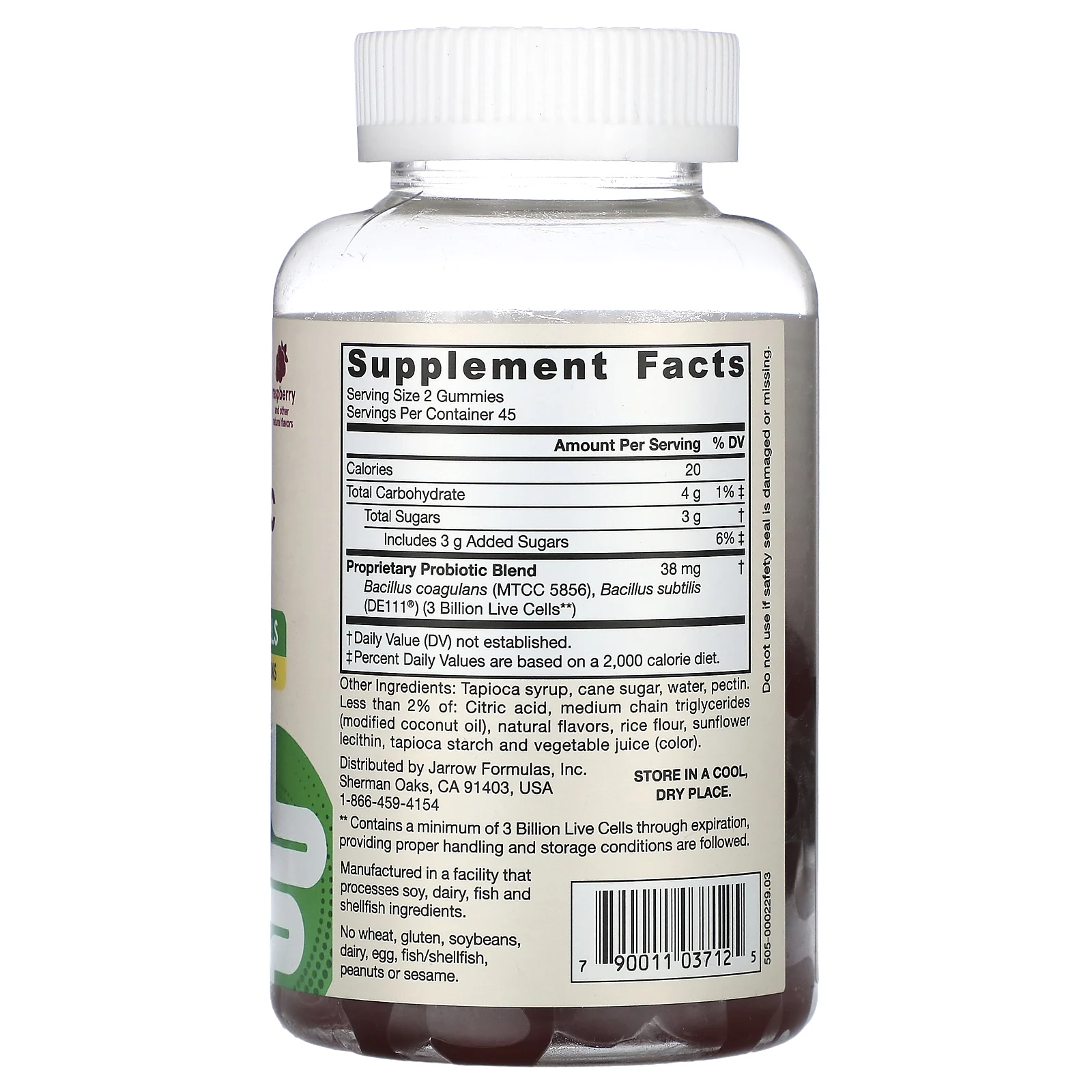 Jarrow Formulas, Дуэт пробиотиков, малина, 3 млрд, 90 жевательных таблеток