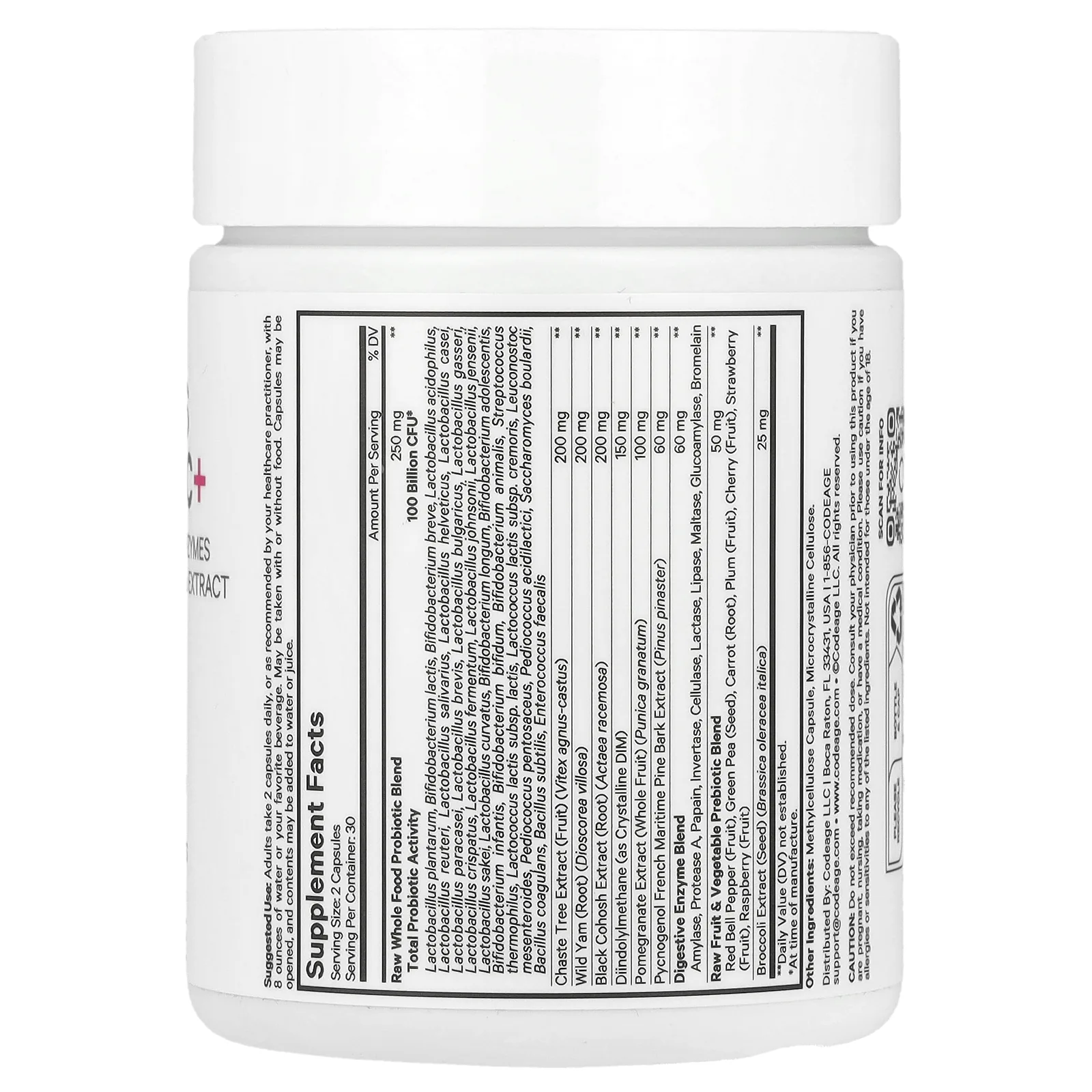 Codeage, RAW Women's Probiotic +, 60 растительных капсул