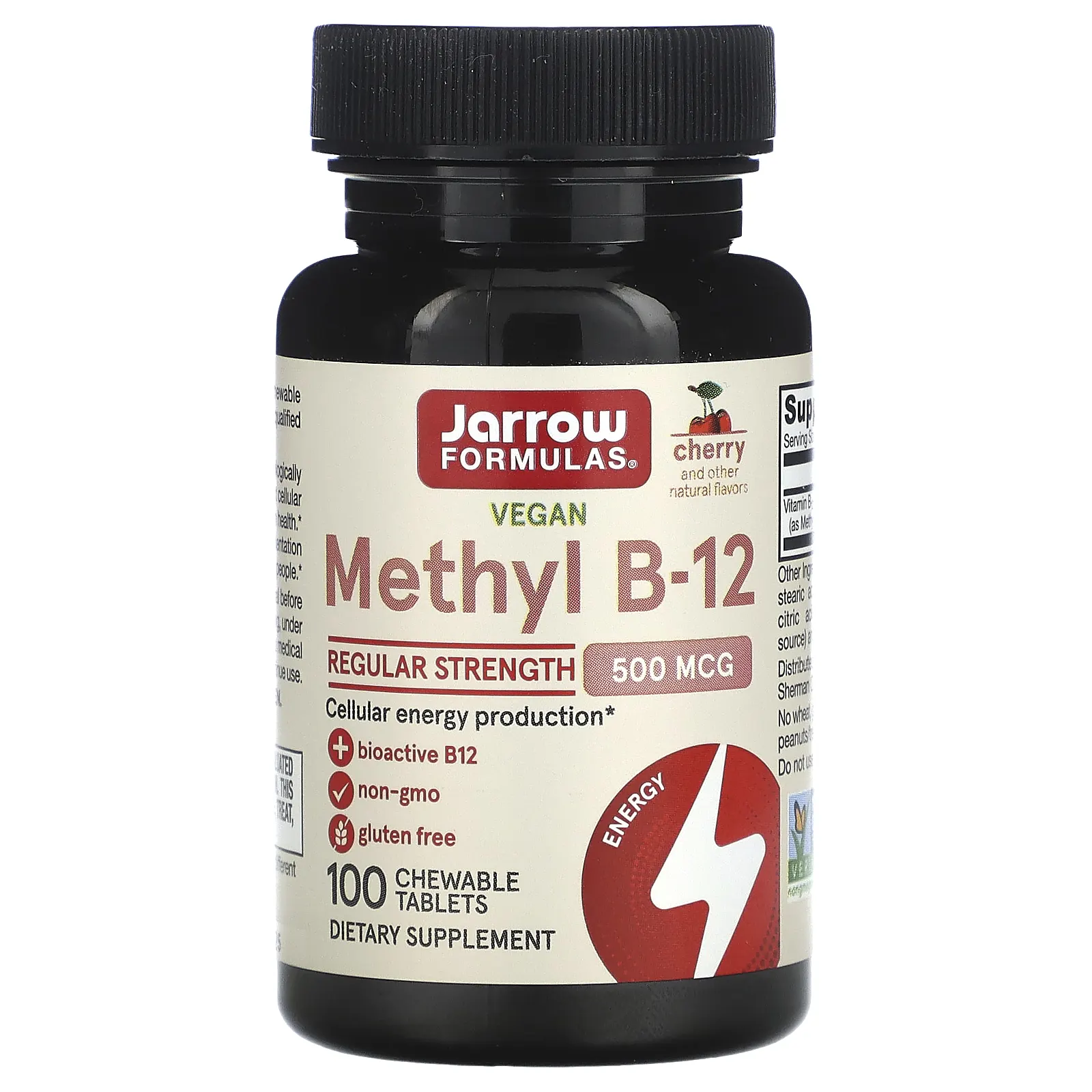Jarrow Formulas, метил B-12, вишневый вкус, 500 мкг, 100 жевательных леденцов