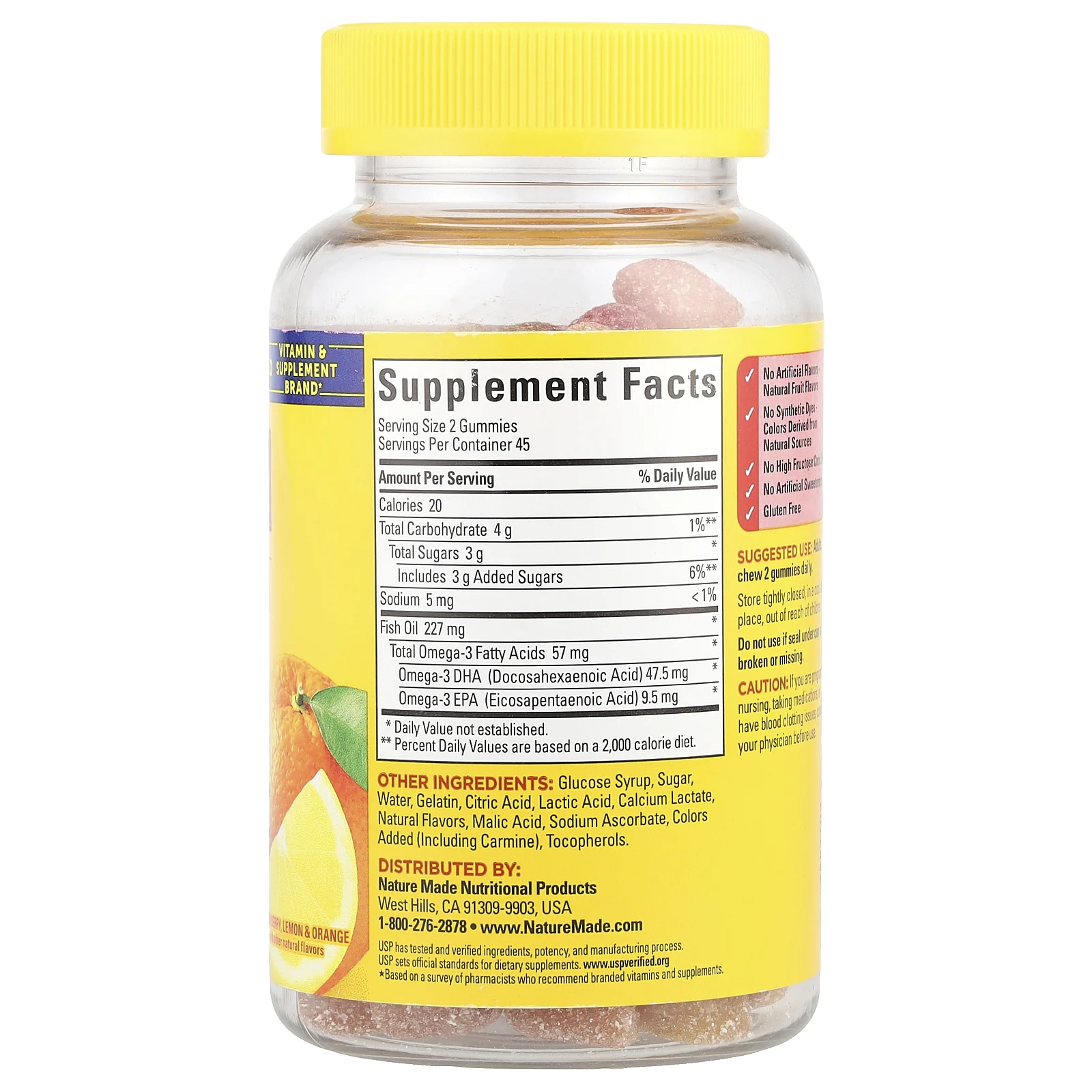 Nature Made, Жевательные мармеладки с рыбьим жиром, клубника, лимон и апельсин, 90 жевательных таблеток