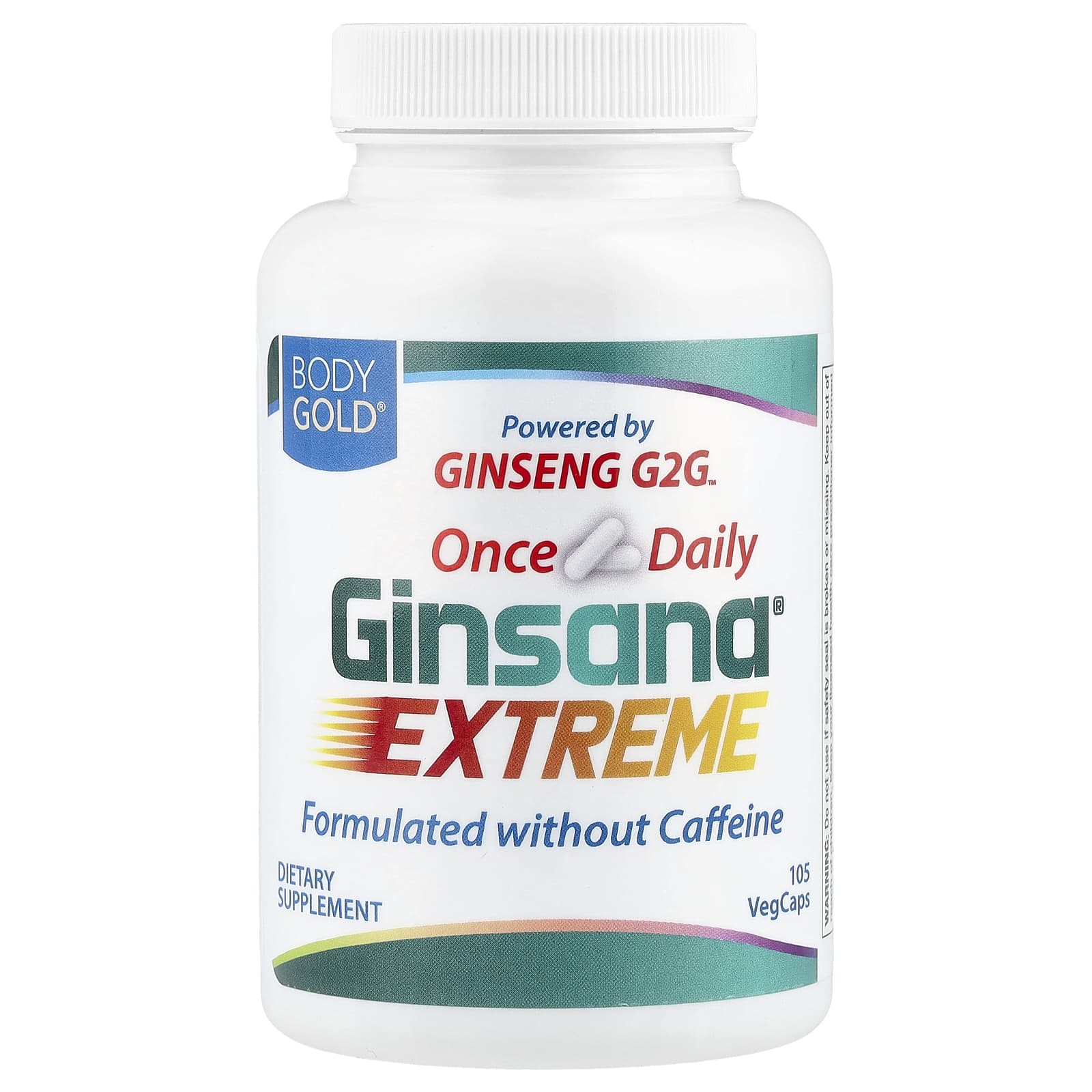 BodyGold, Ginsana Energy, полностью натуральное тонизирующее средство, 105 растительных капсул