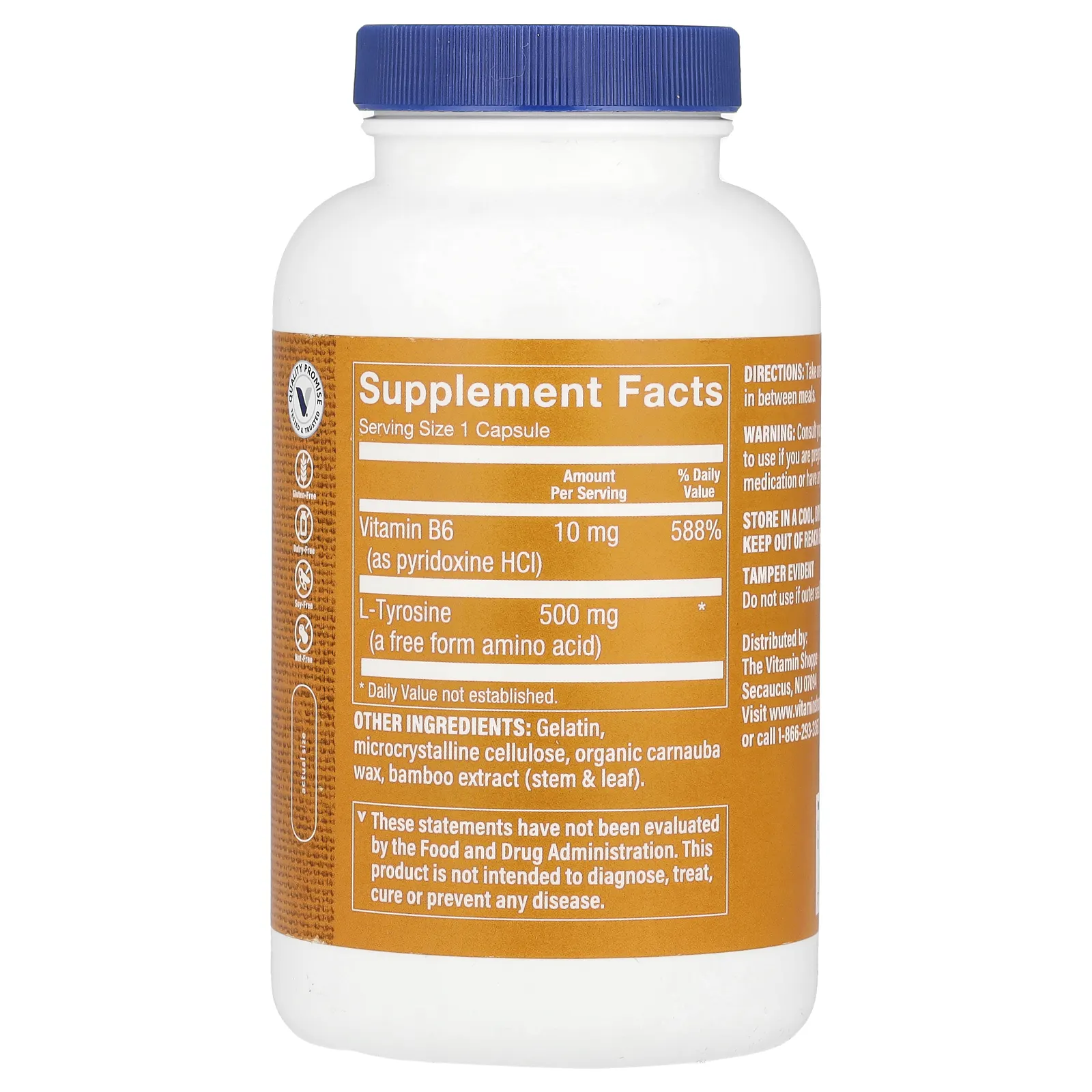 The Vitamin Shoppe, L-тирозин, 500 мг, 300 капсул