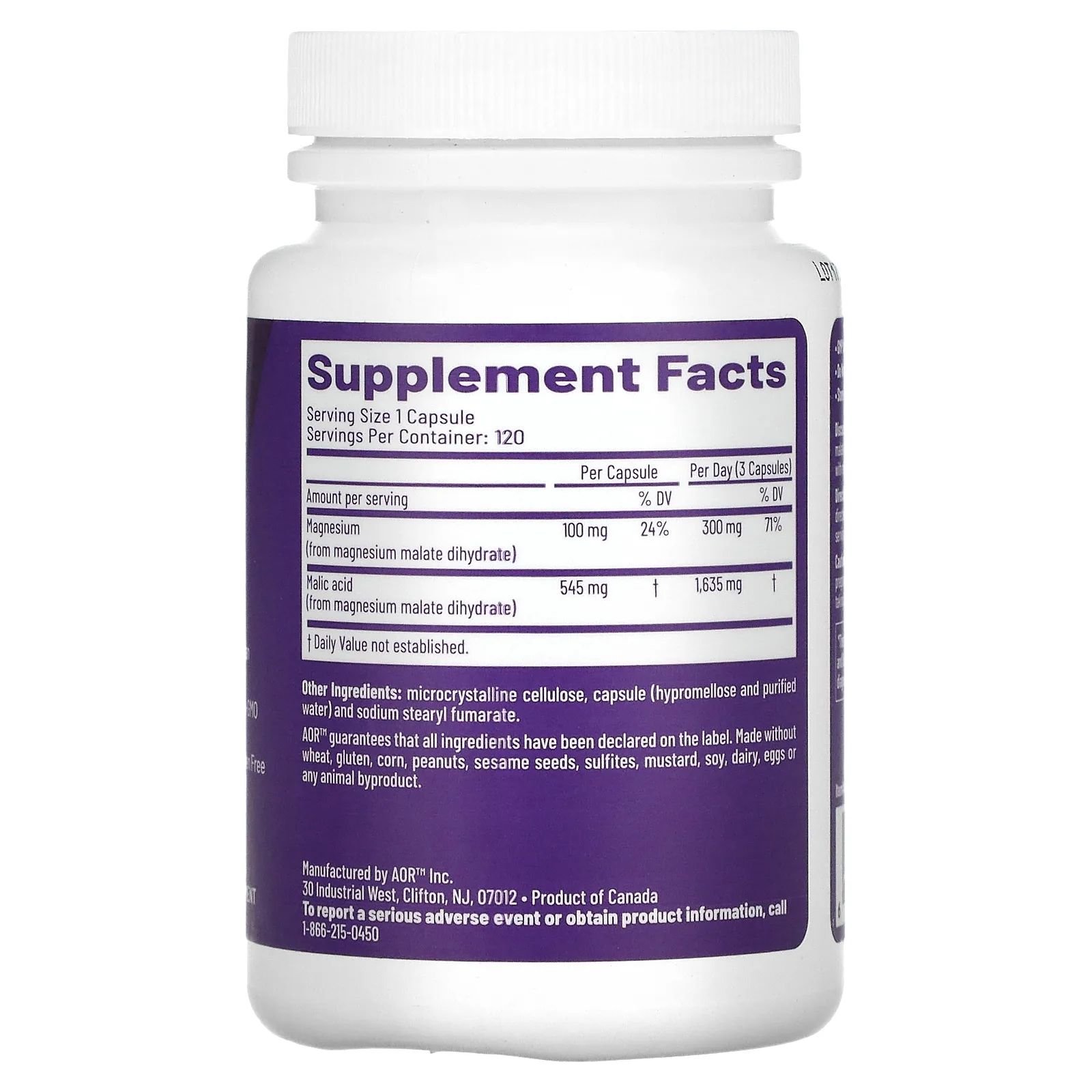 Advanced Orthomolecular Research AOR, Mag Malate Renew, 120 растительных капсул