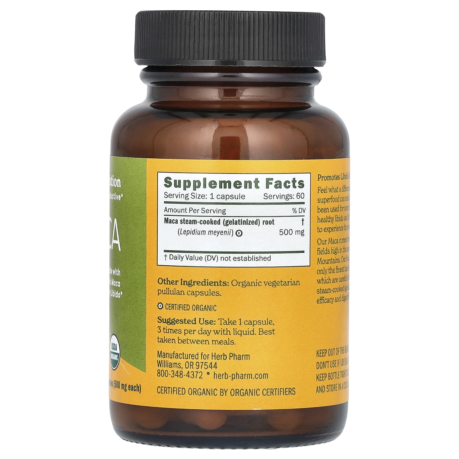 Herb Pharm, мака, 500 мг, 60 вегетарианских капсул