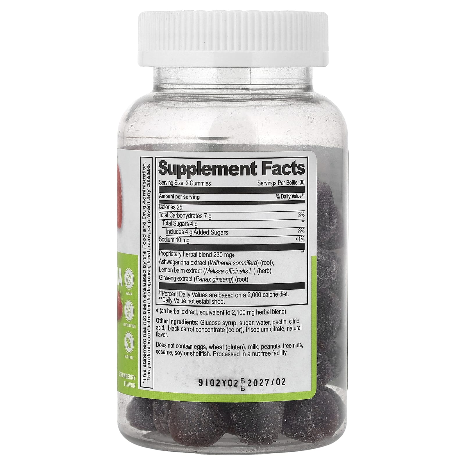 Lifeable, жевательные таблетки с ашвагандой, мелиссой лекарственной и женьшенем, клубничный вкус, 60 жевательных таблеток