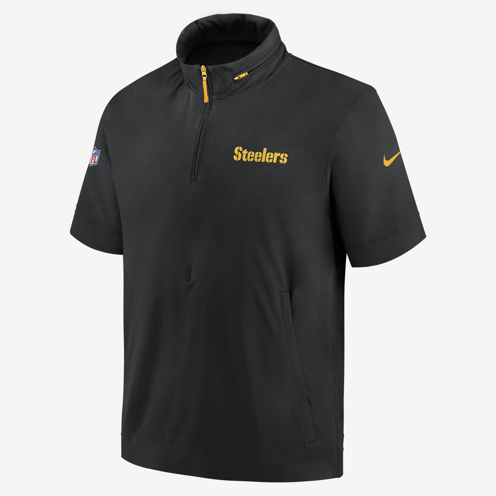 Pittsburgh Steelers Sideline Coach Men's Nike NFL 1/2-Zip Short-Sleeve Hooded Jacket