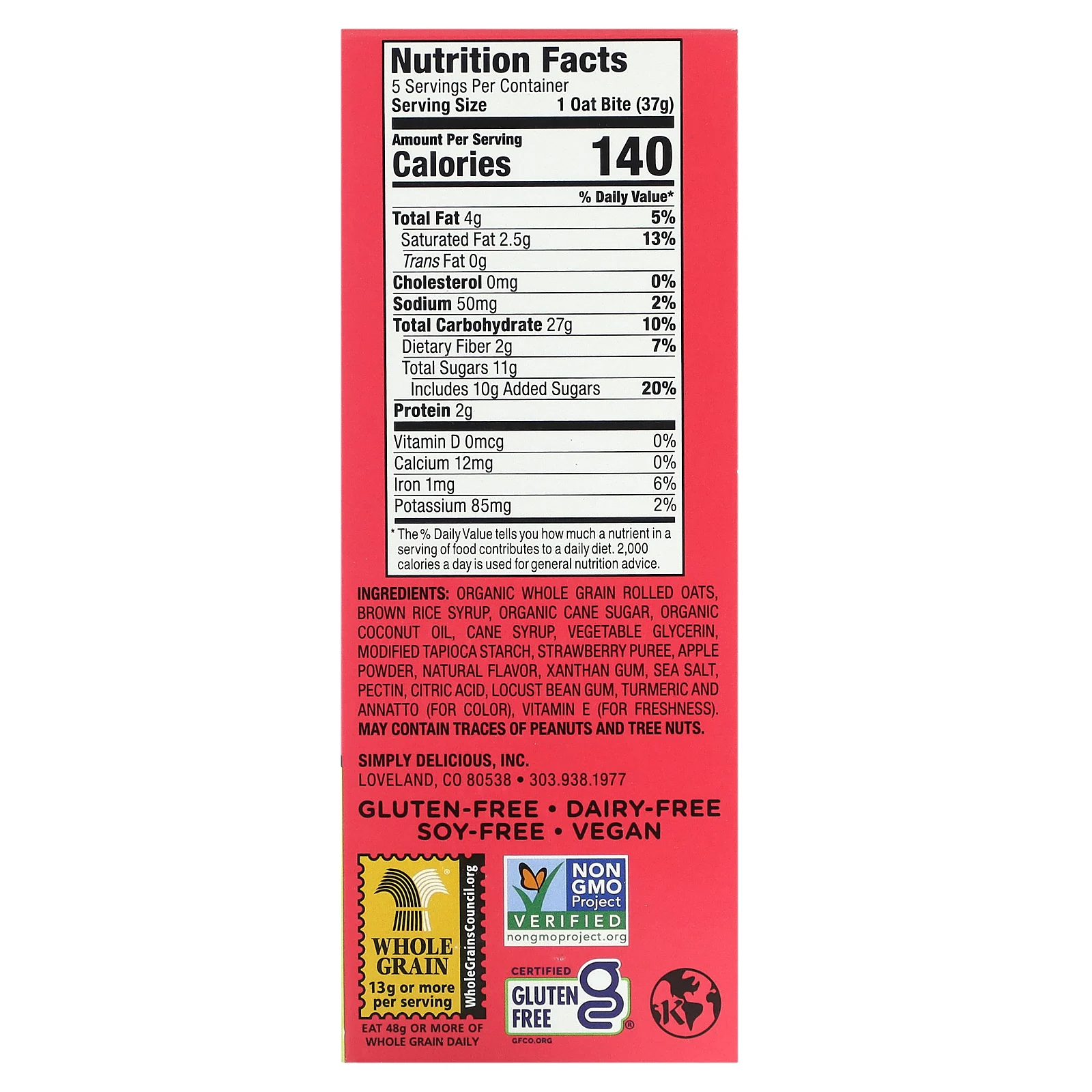 Bobo's Oat Bars, Овсяные кусочки с начинкой, клубника, 5 кусочков, по 37 г (1,3 унции)