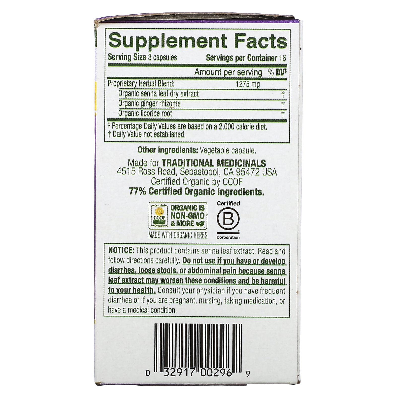 Traditional Medicinals, Smooth Move Capsules, сенна, 50 капсул