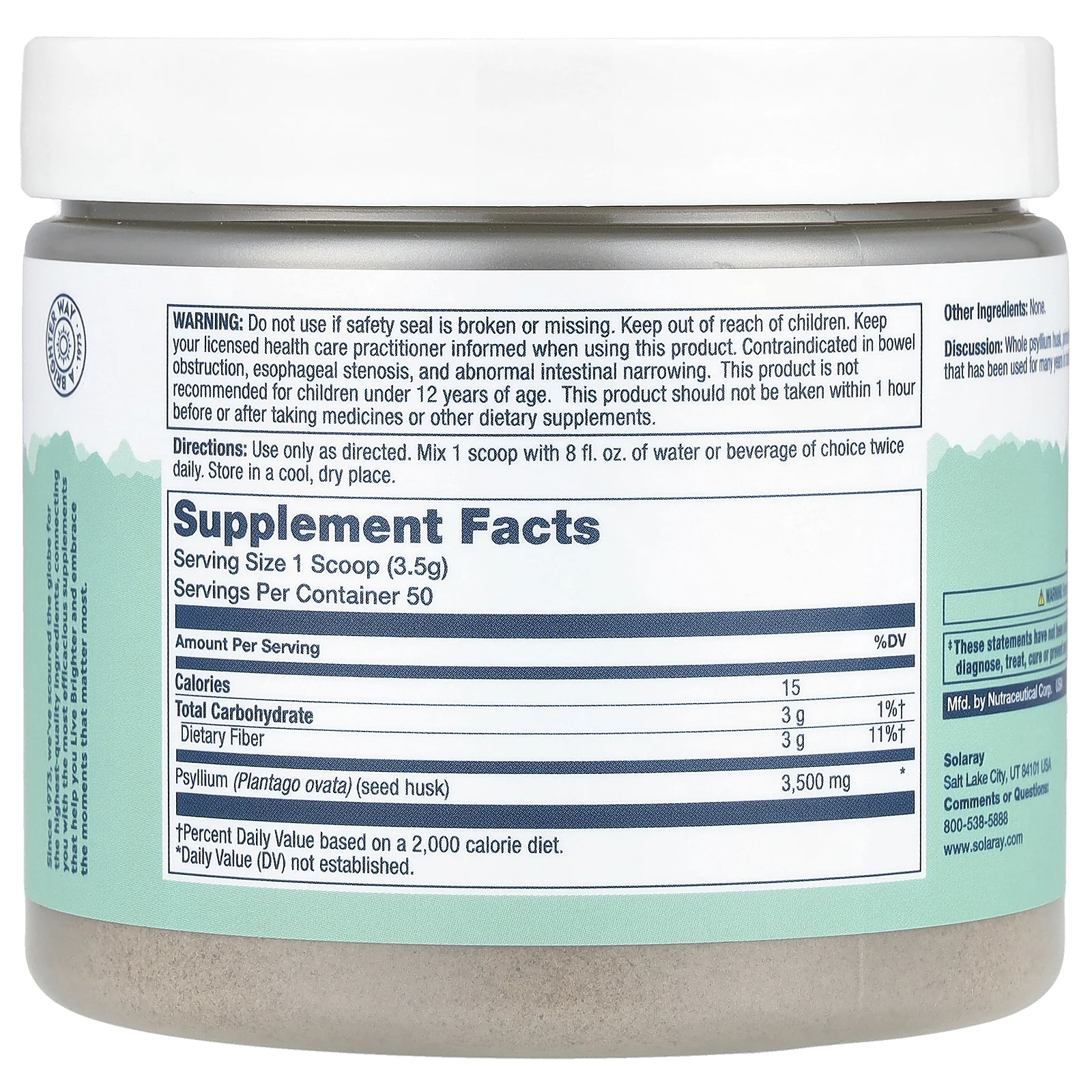 Solaray, Порошок из клетчатки шелухи подорожника, 175 г (6,17 унции)