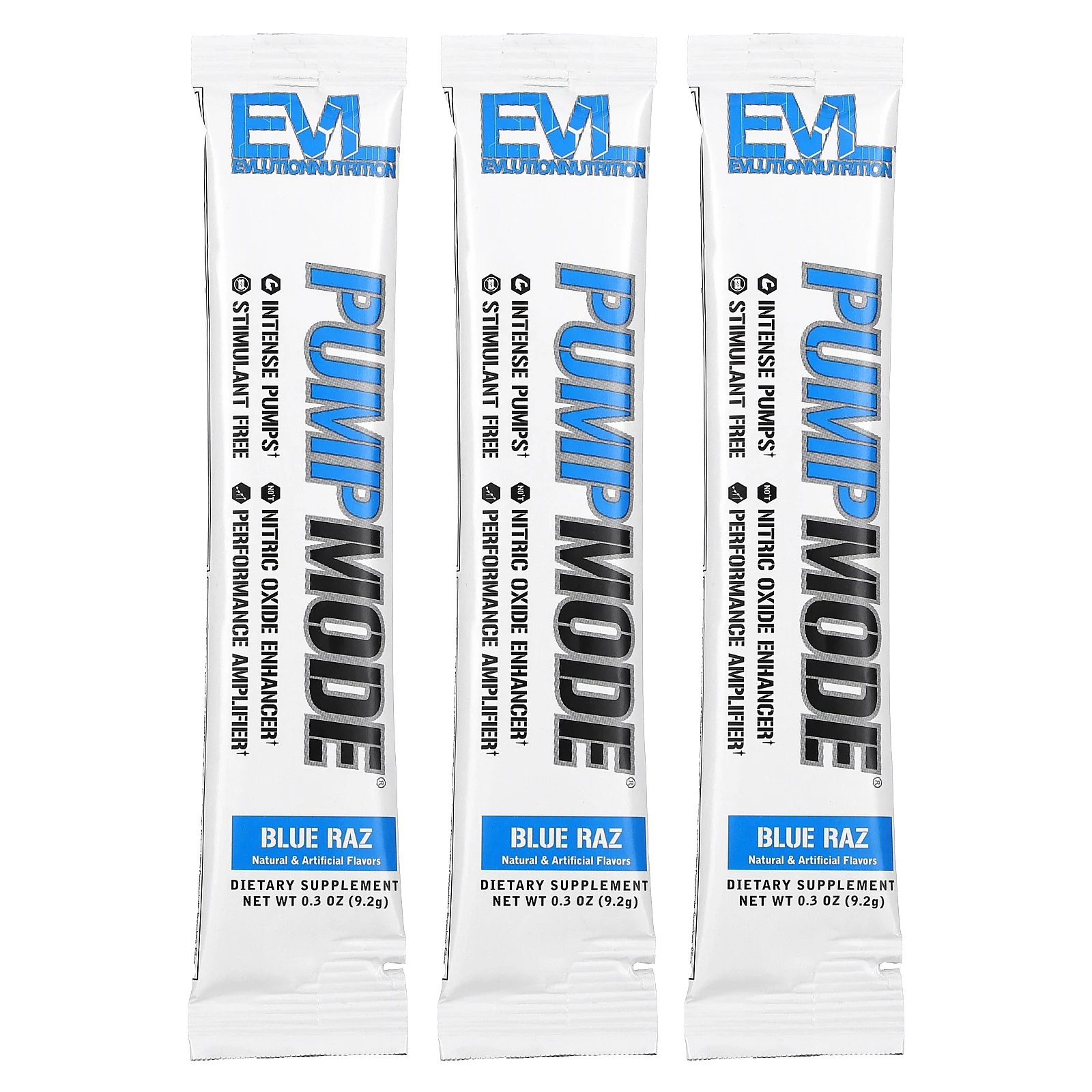 EVLution Nutrition, Pump Mode, Blue Raz, 3 палочки по 9,2 г (0,3 унции)