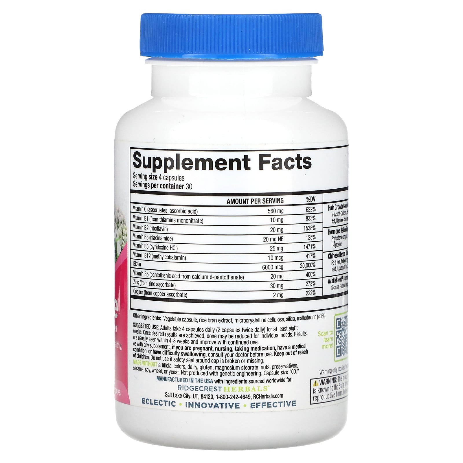 RidgeCrest Herbals, Hair ReVive, добавка для здоровья волос, 120 капсул