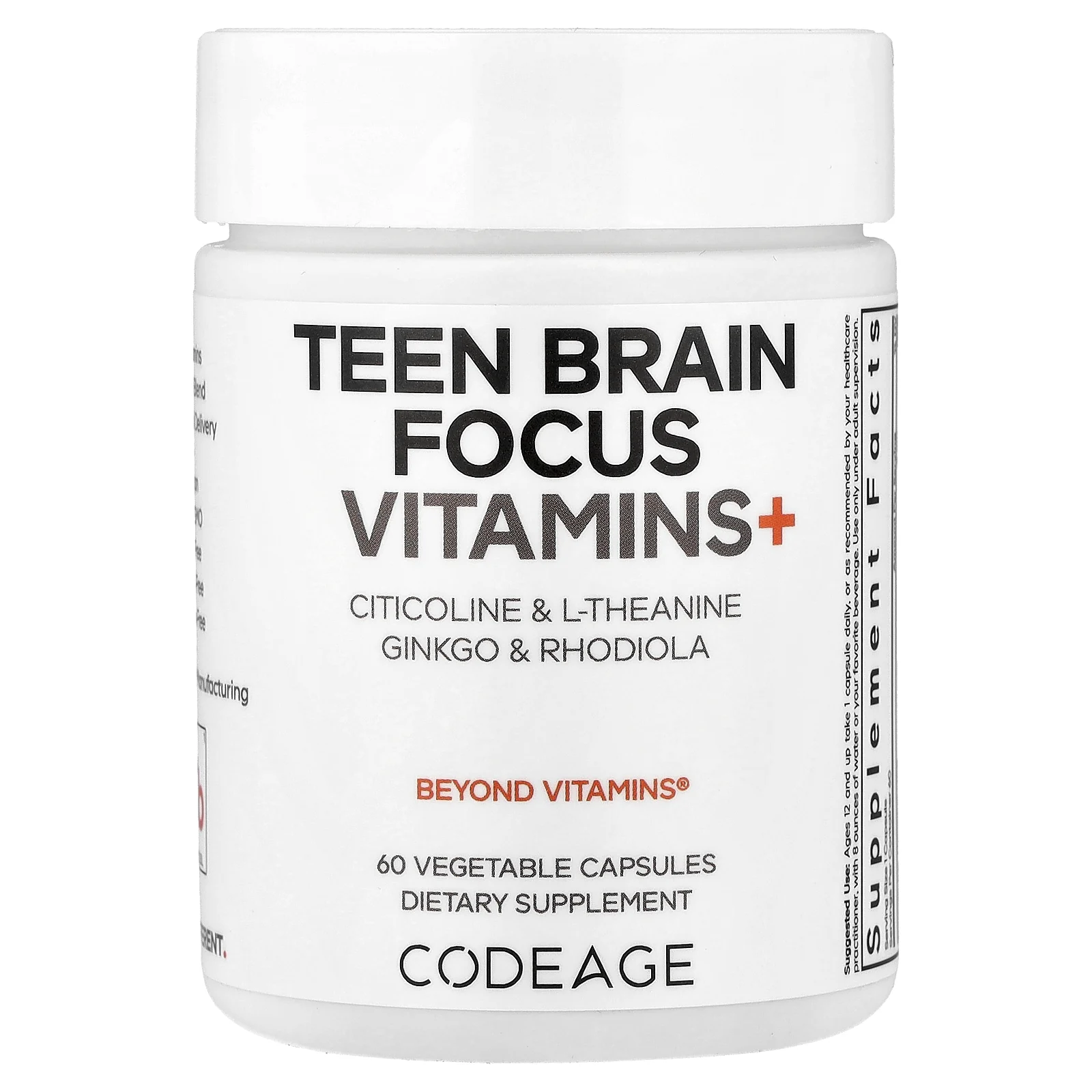 Codeage, Teen Brain Focus Vitamins +, 60 растительных капсул