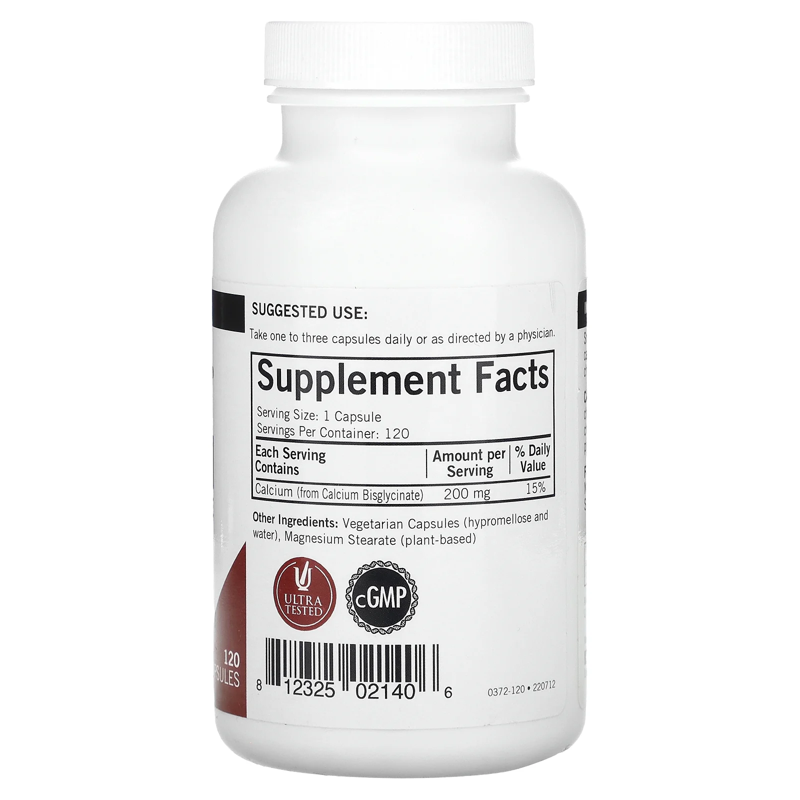 Kirkman Labs, хелатный бисглицинат кальция, 200 мг, 120 капсул