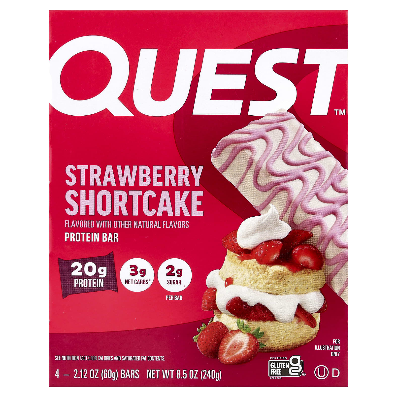 Quest Nutrition, протеиновый батончик, клубничное песочное печенье, 4 шт. по 60 г (2,12 унции)