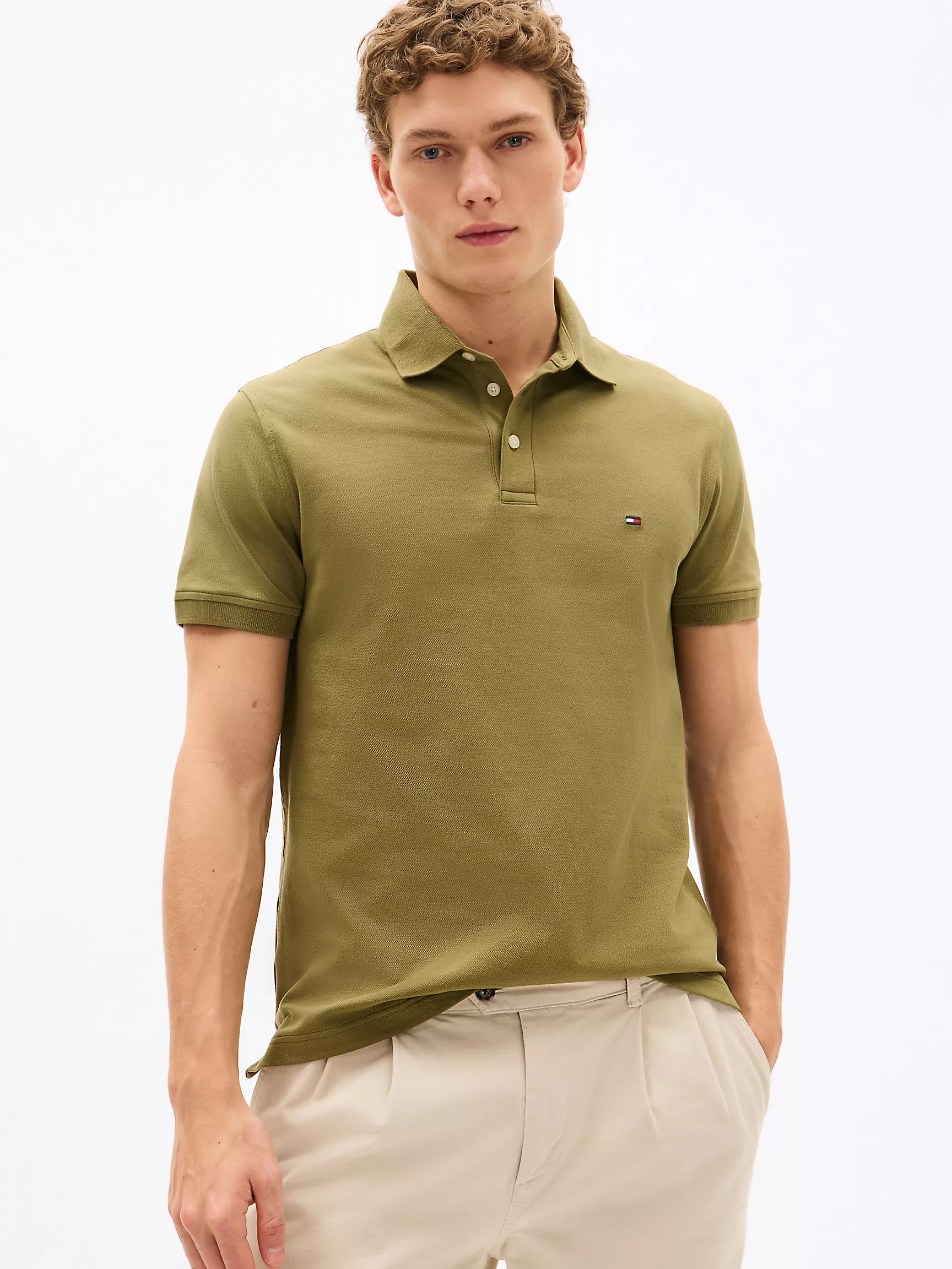 Мужское поло Tommy Hilfiger, Приталенное эластичное поло из пике