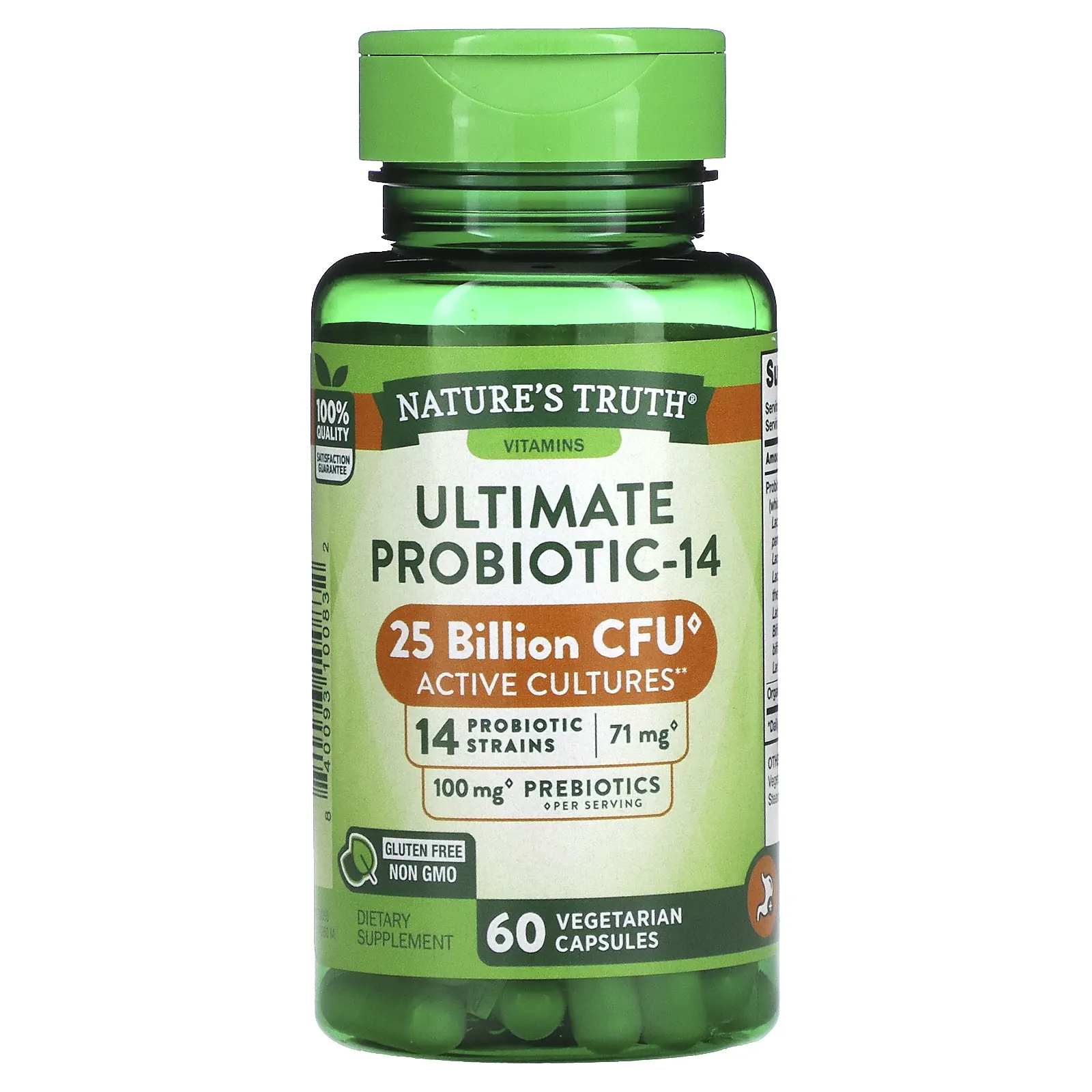 Nature's Truth, Ultimate Probiotic-14, 25 млрд, 60 капсул с быстрым высвобождением
