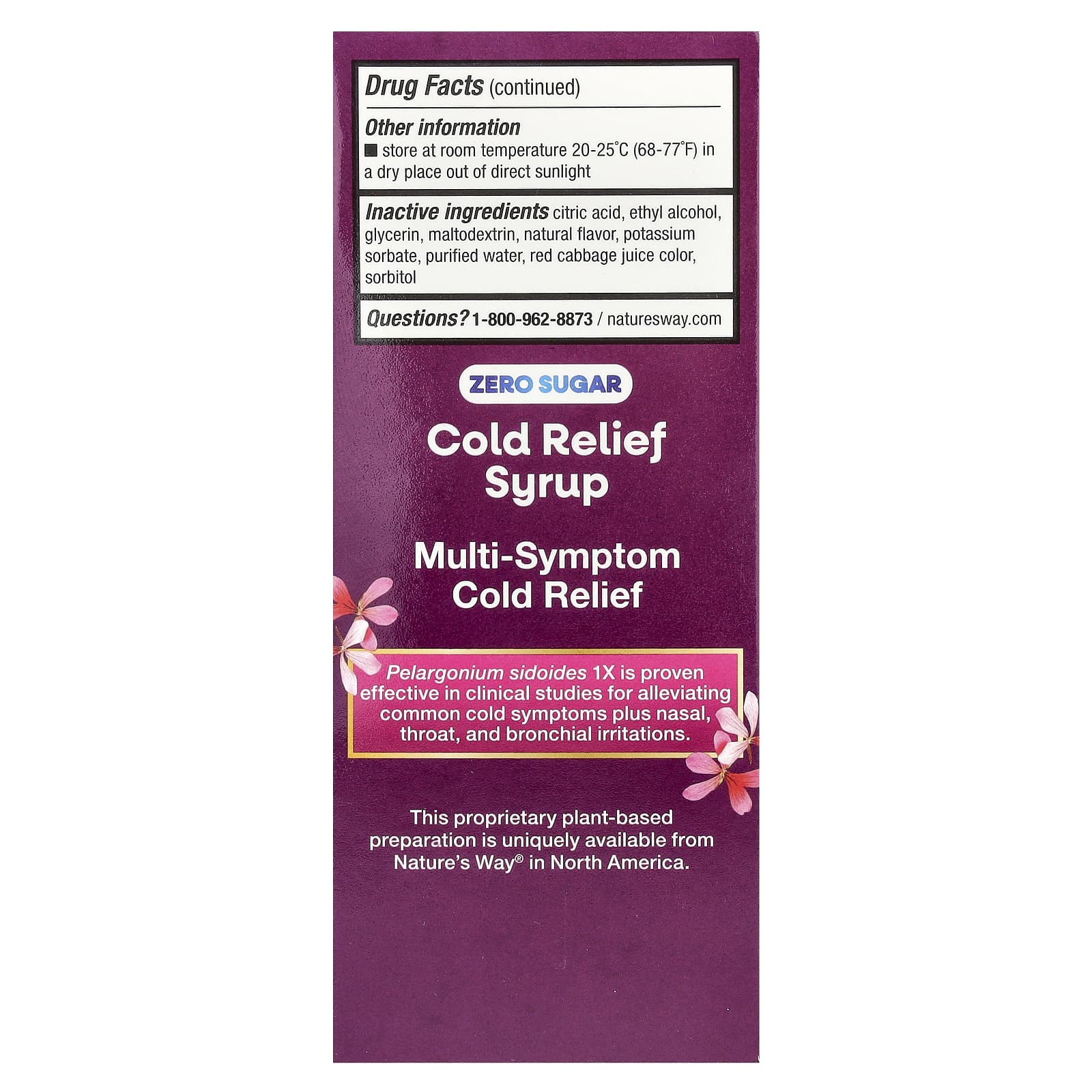 Nature's Way, Umcka ColdCare, успокаивающий сироп, без сахара, с виноградом, 120 мл (4 жидк. Унции)