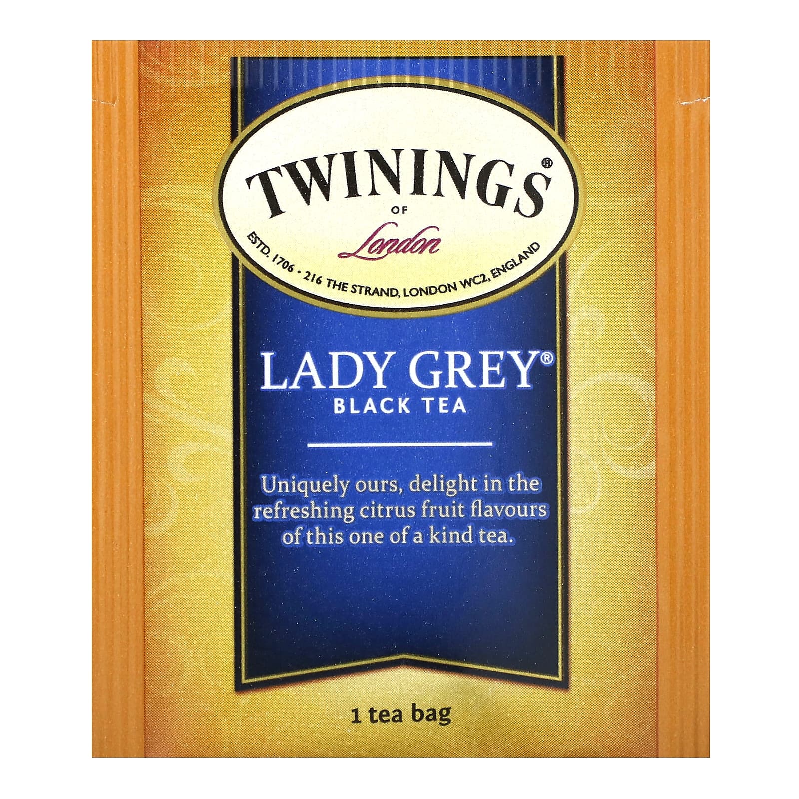 Twinings, черный чай Lady Grey, 20 чайных пакетиков, 40 г (1,41 унции)