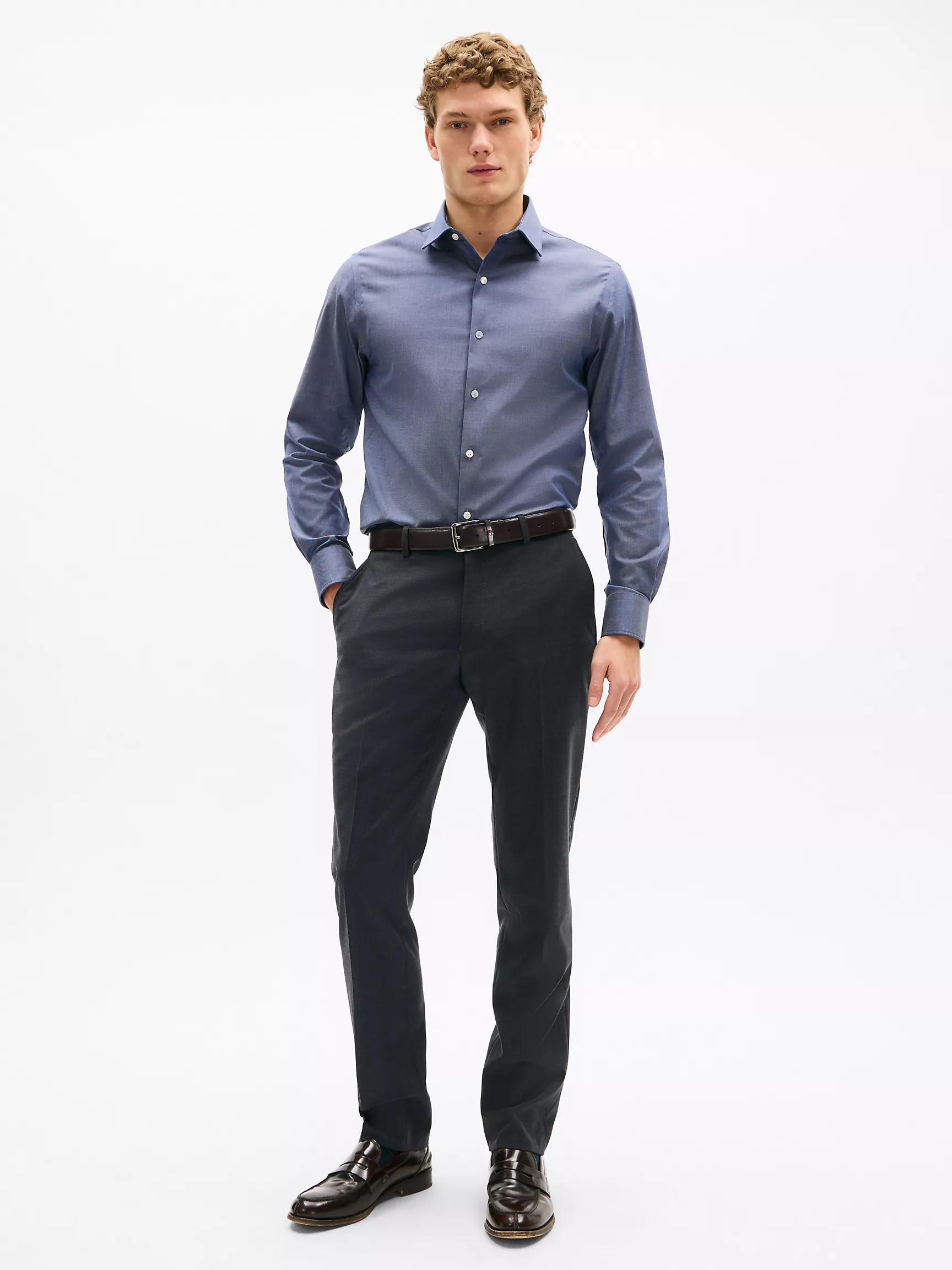 Мужская классическая рубашка Tommy Hilfiger, Приталенная рубашка THFlex