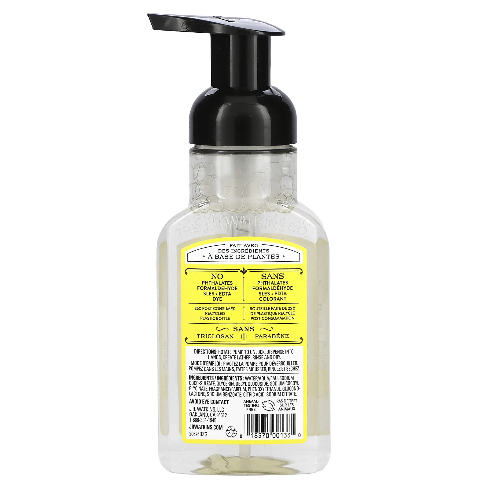 J R Watkins, Пенящееся мыло для рук, лимон, 266 мл (9 жидк. Унций)