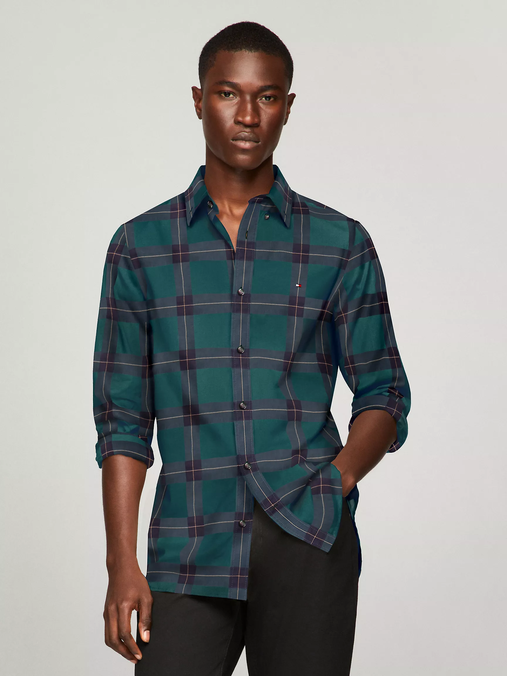 Мужская рубашка Tommy Hilfiger, Приталенная клетчатая рубашка из поплина