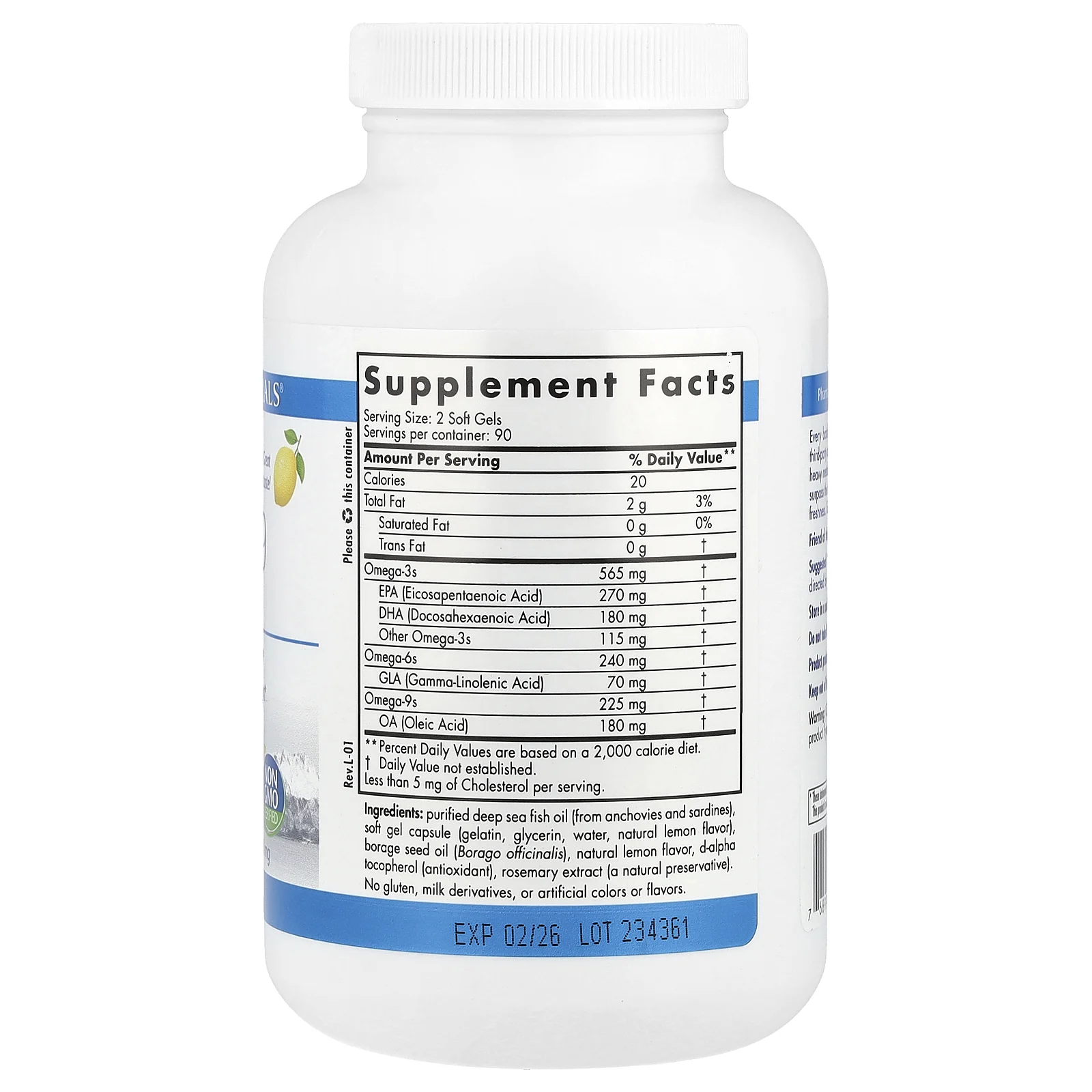 Nordic Naturals, ProEFA — 3-6-9, лимонный вкус, 1000 мг, 180 мягких таблеток