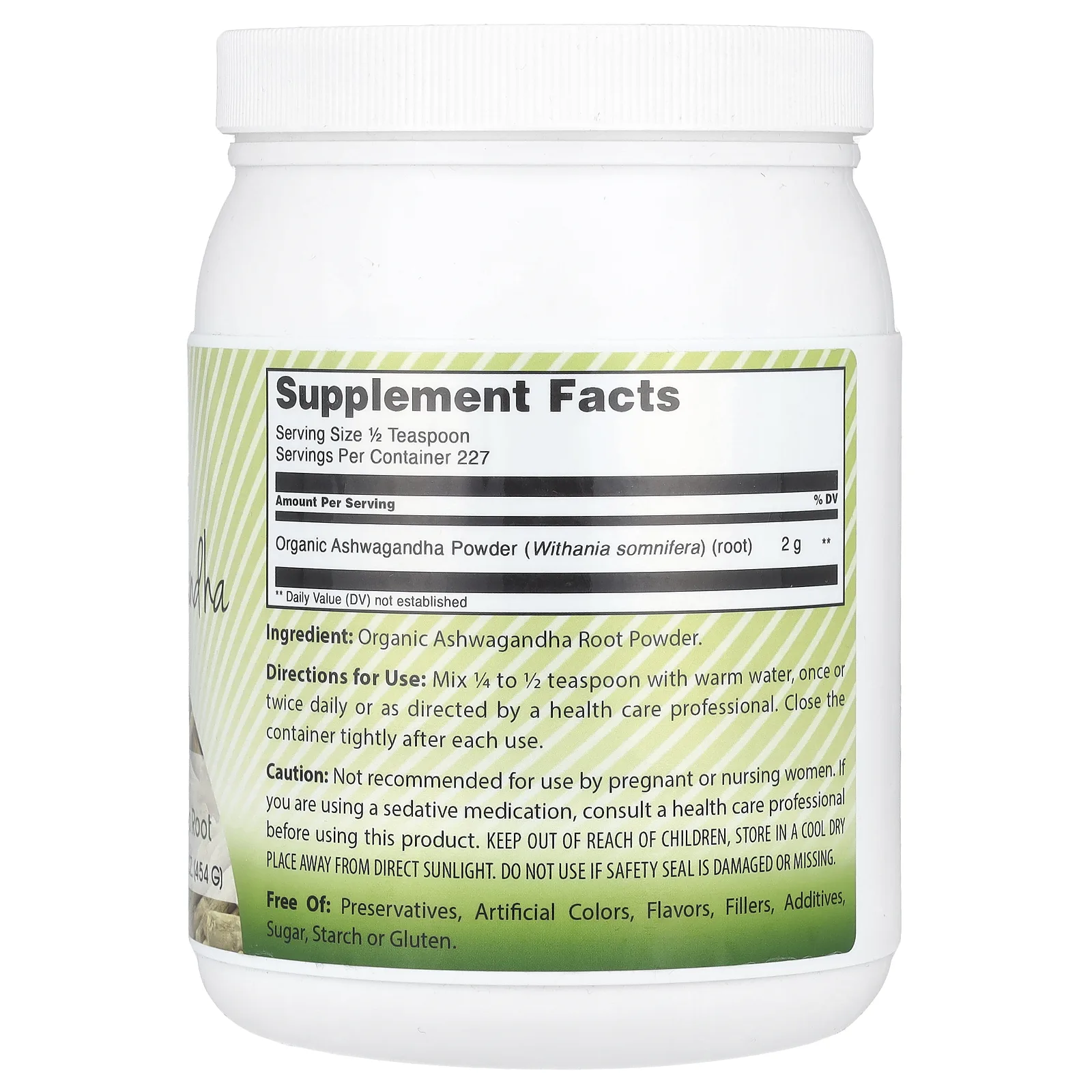 Amazing India, Organic Ashwagandha, сертифицированный органический порошок, 454 г (16 унций)