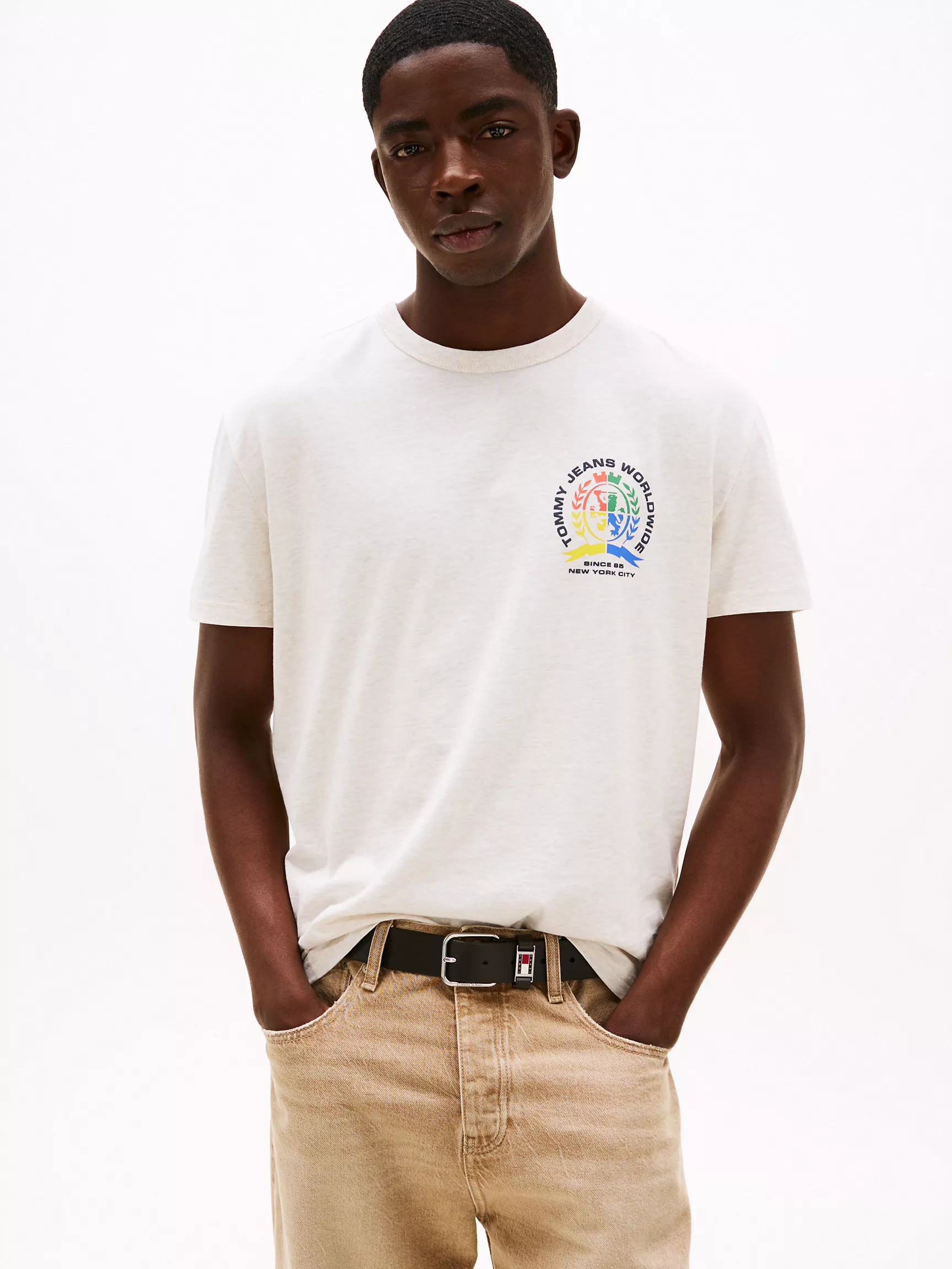 Мужская футболка Tommy Hilfiger, Футболка с повторяющимся разноцветным логотипом герба