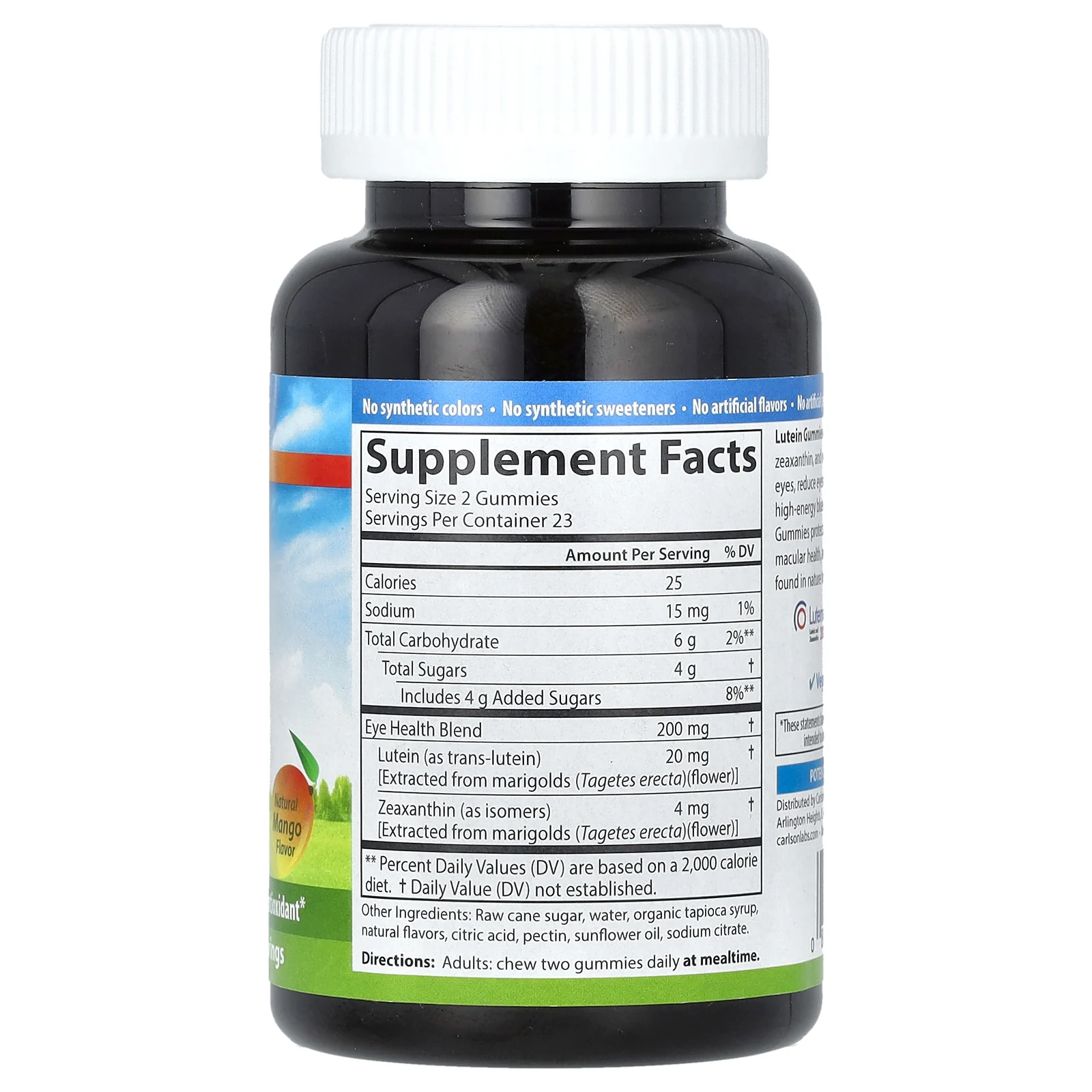 Carlson, Lutein Gummies, Натуральное манго, 46 вегетарианских жевательных конфет