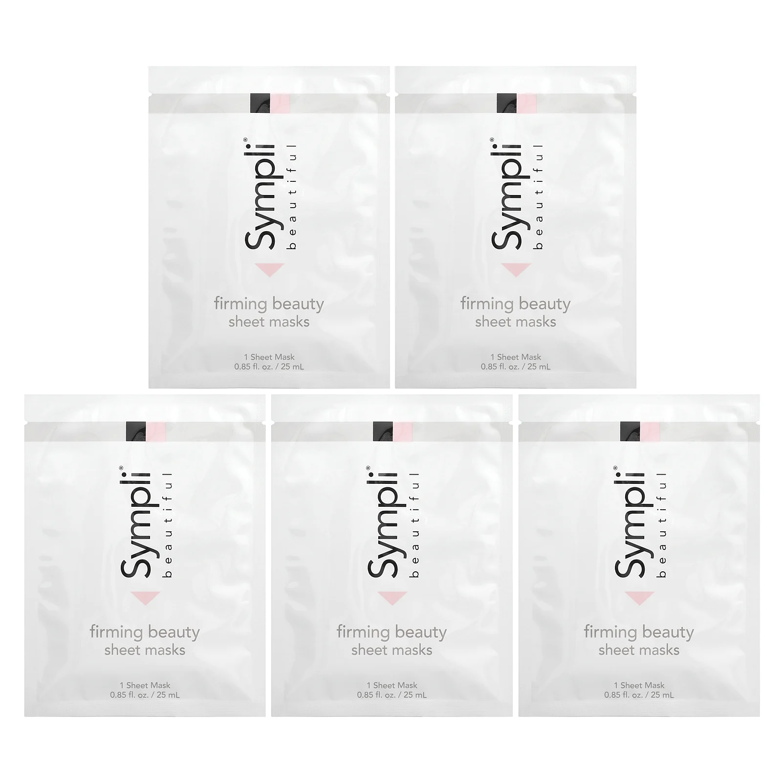 Sympli Beautiful, подтягивающая тканевая маска, 5 шт., 25 мл (0,85 жидк. унции) каждая