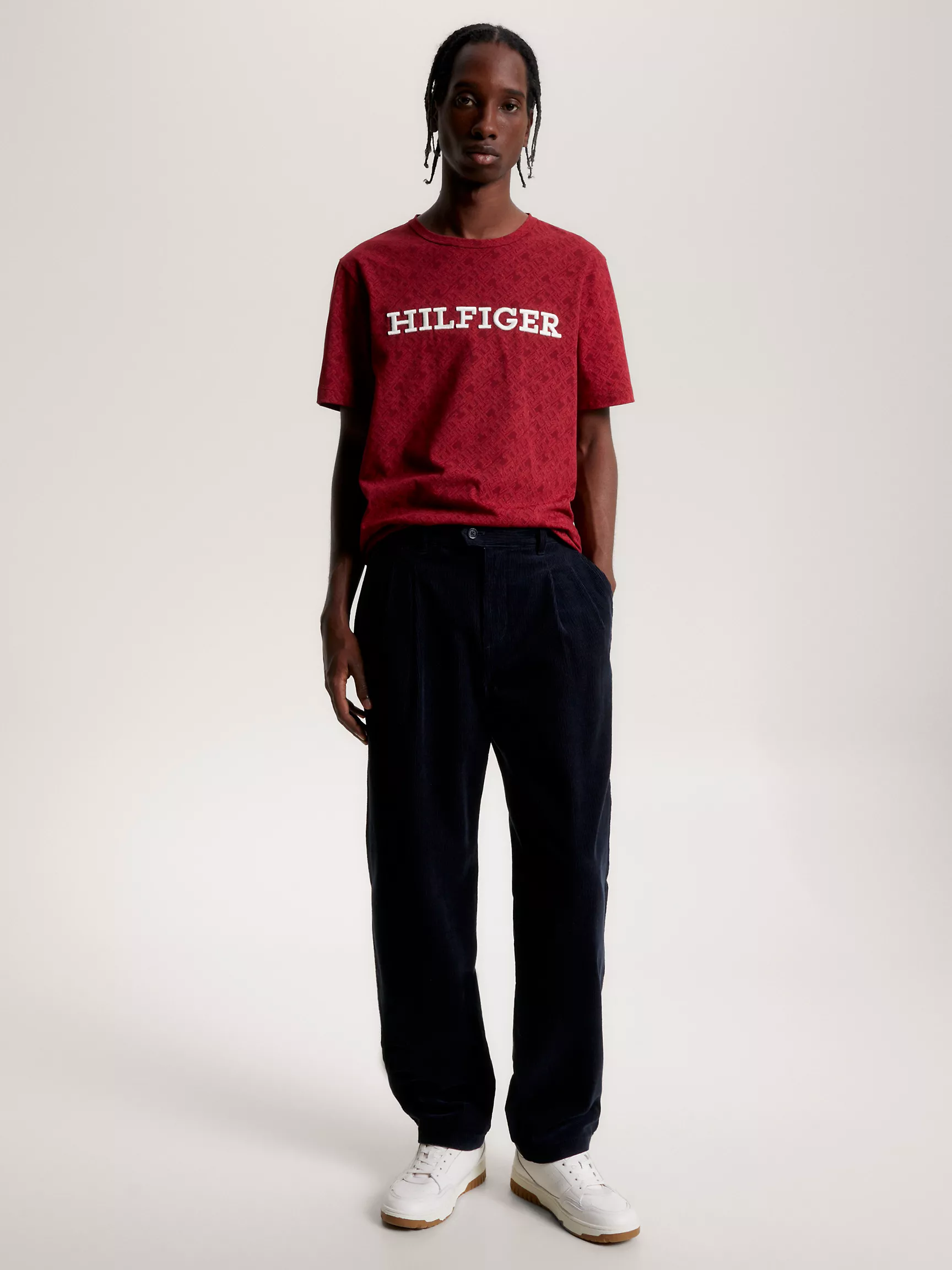 Мужская футболка Tommy Hilfiger, Футболка с вышивкой логотипа TH Monotype по всей поверхности