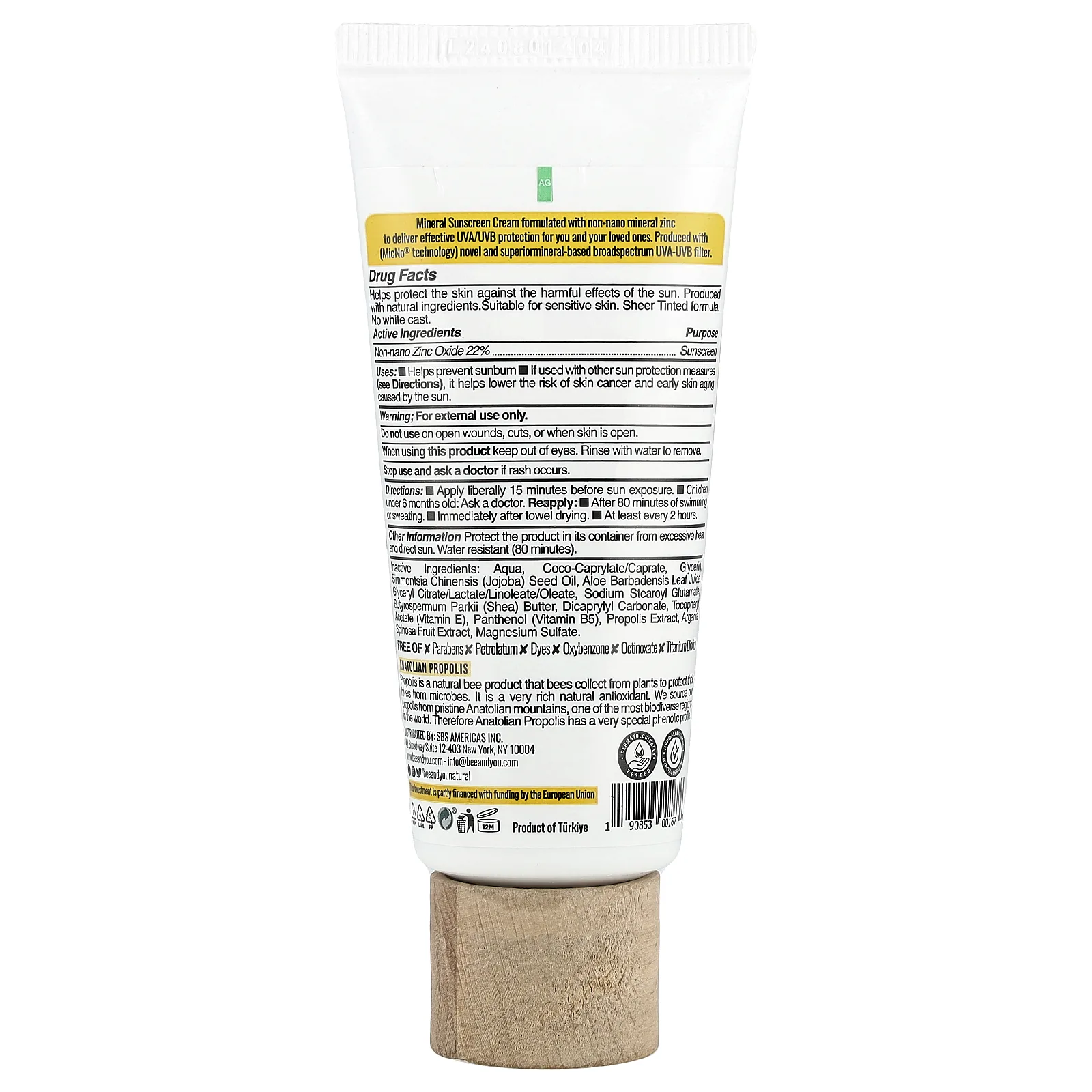 Bee & You, Минеральный солнцезащитный крем, SPF 50+, 80 мл (2,7 жидк. Унции)