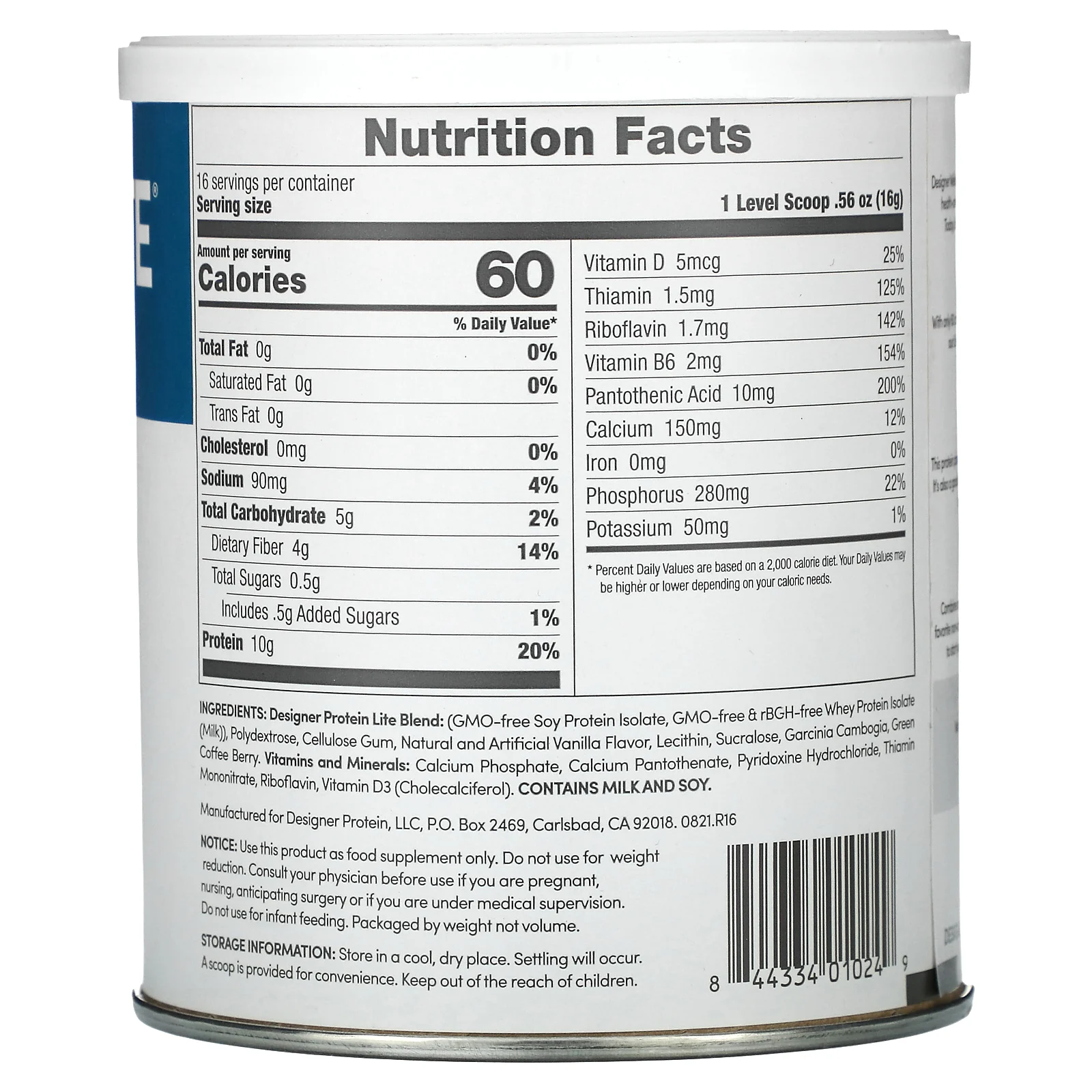 Designer Wellness, Lite Protein, низкокалорийный натуральный протеин, ванильный кекс, 9,03 унц. (256 г)