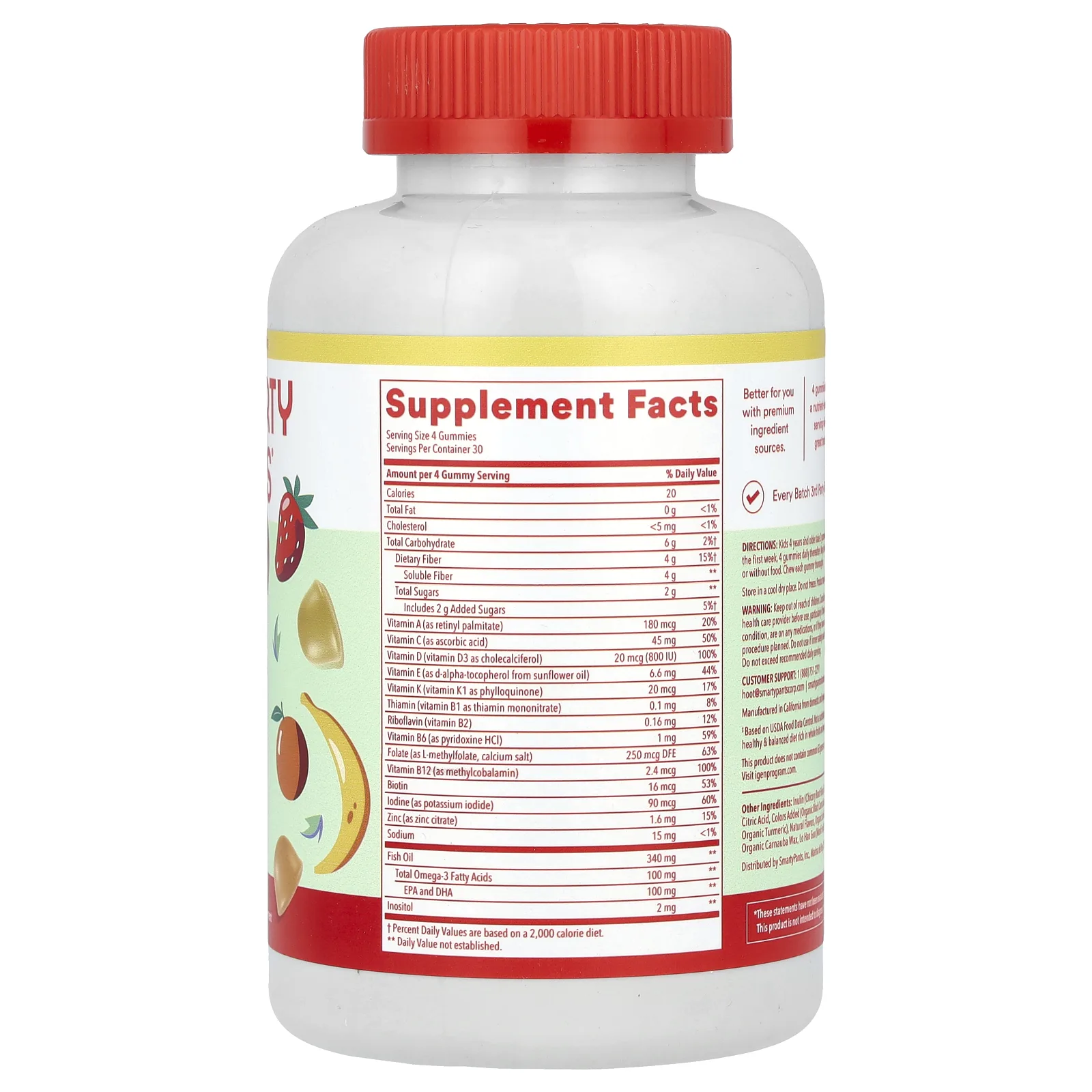 SmartyPants, мультивитамины и клетчатка для детей, со вкусом лимона, апельсина и клубники с бананом, 120 жевательных таблеток