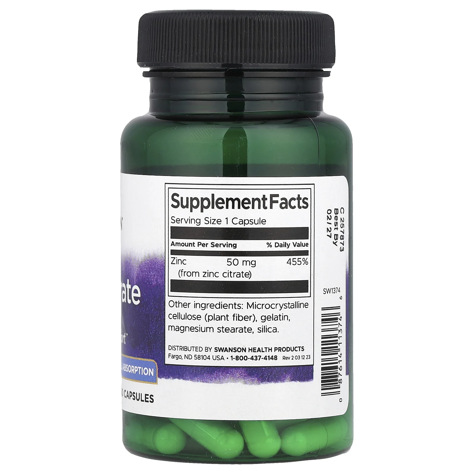 Swanson, Цитрат цинка, 50 мг, 60 капсул