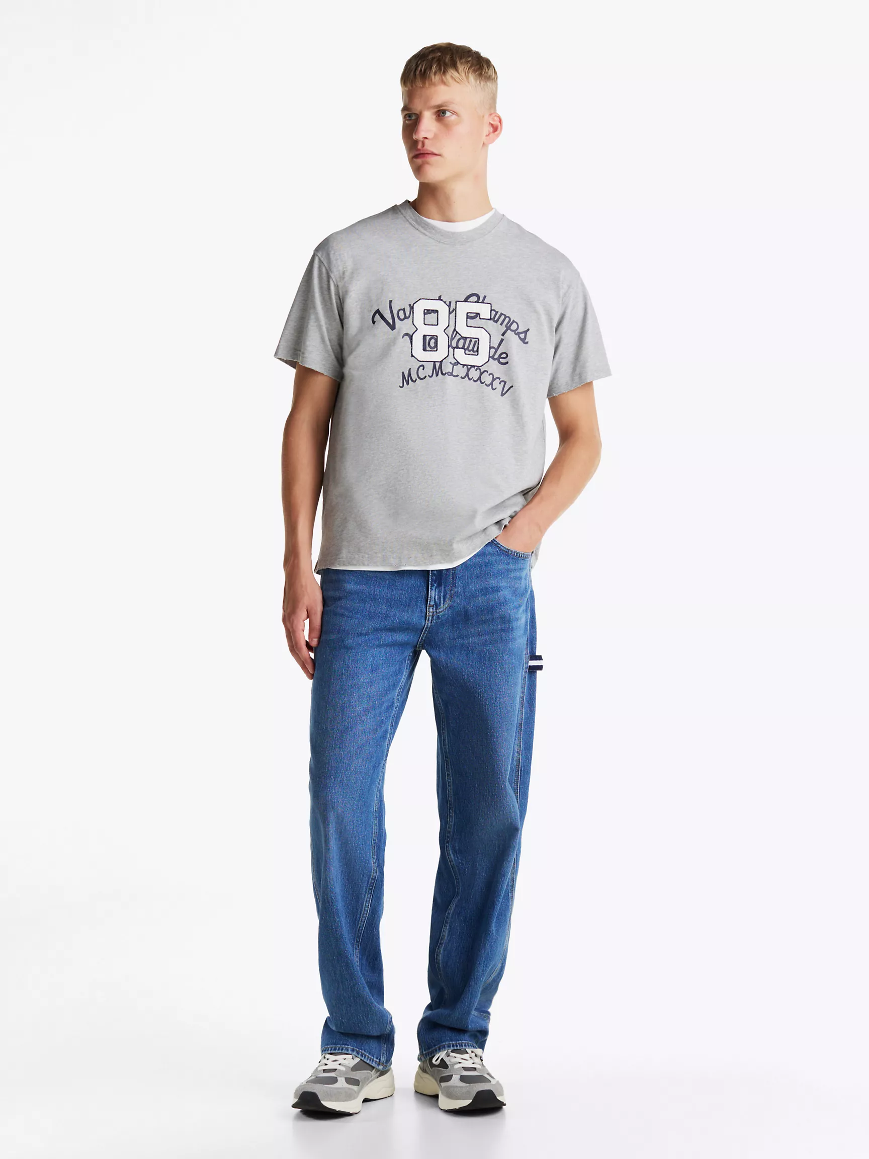 Мужская футболка Tommy Hilfiger, Университетская футболка из выстиранного хлопка с графикой