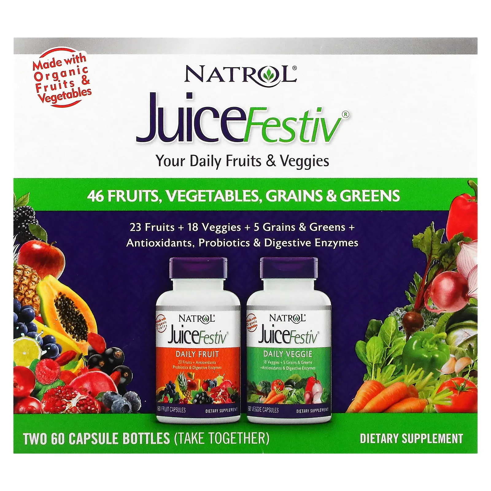 Natrol, JuiceFestiv, 2 флакона по 60 капсул