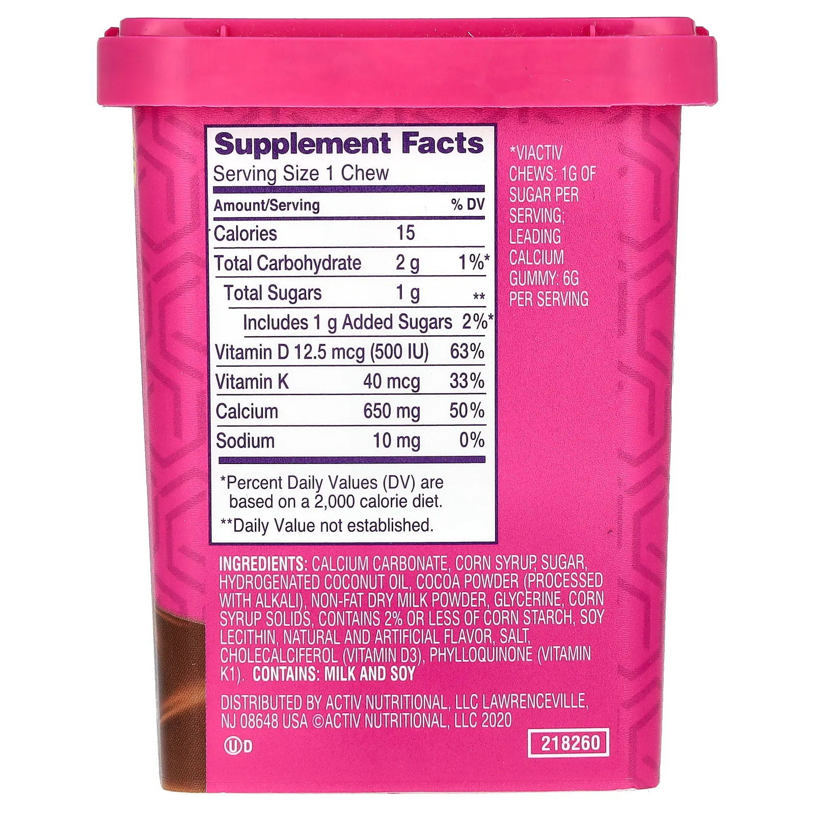 Viactiv, Calcium + Bone Strength, Max Formula, со вкусом молочного шоколада, 60 жевательных таблеток